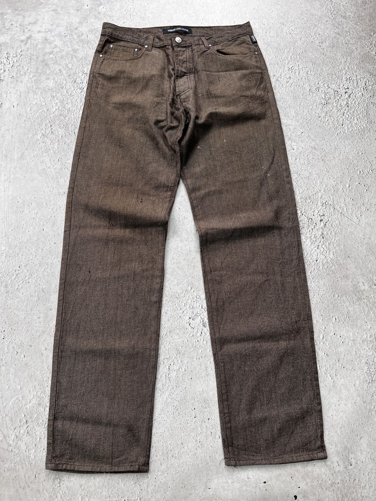 Versace VINTAGE BAGGY VERSACE MEDUSA Y2K BROWN PABTS JEANS Size US 34 / EU 50 - 2 Thumbnail