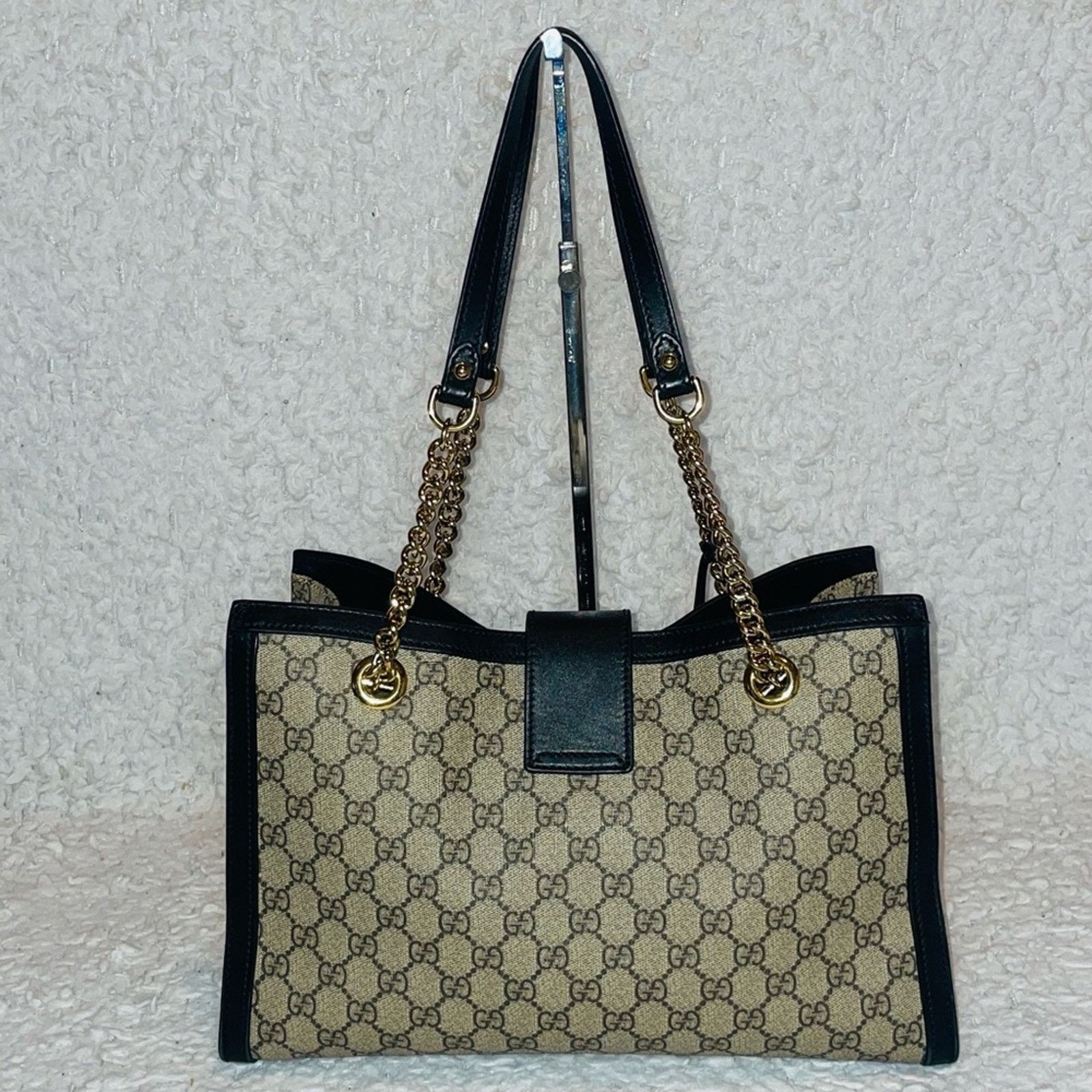 Gucci Gucci Padlock GG Supreme Medium Tote Beige Black Size ONE SIZE - 9 Thumbnail
