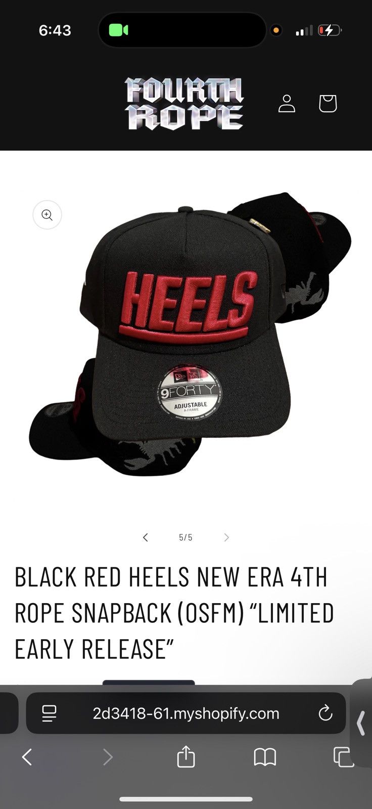 New Era Westside Gunn”Heels” A frame hat EXTERMELY RARE Size ONE SIZE - 5 Thumbnail