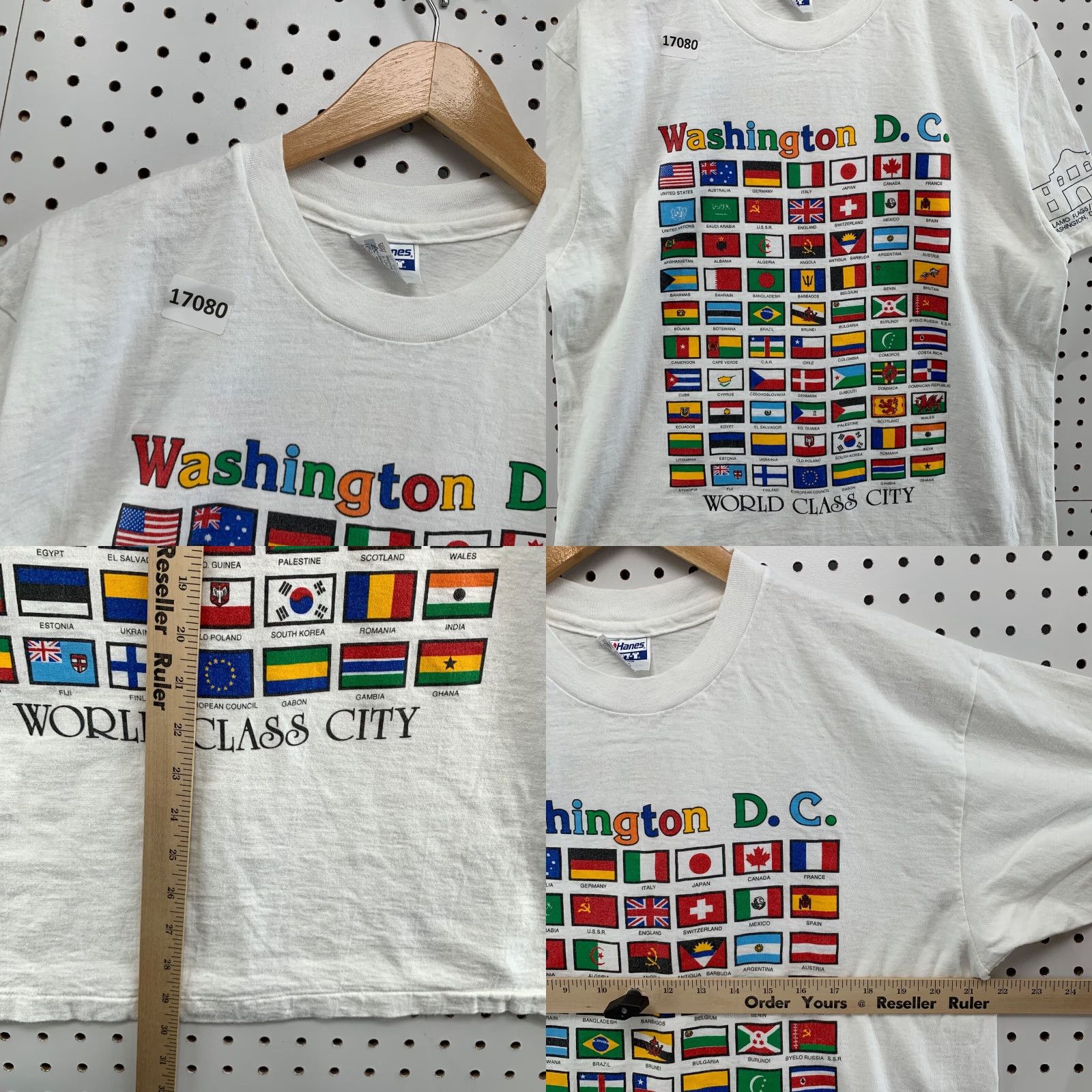 Hanes VINTAGE Washington DC Alamo Flags Shirt Mens XL White 90s USA Hanes T-Shirt Size US XL / EU 56 / 4 - 8 Thumbnail