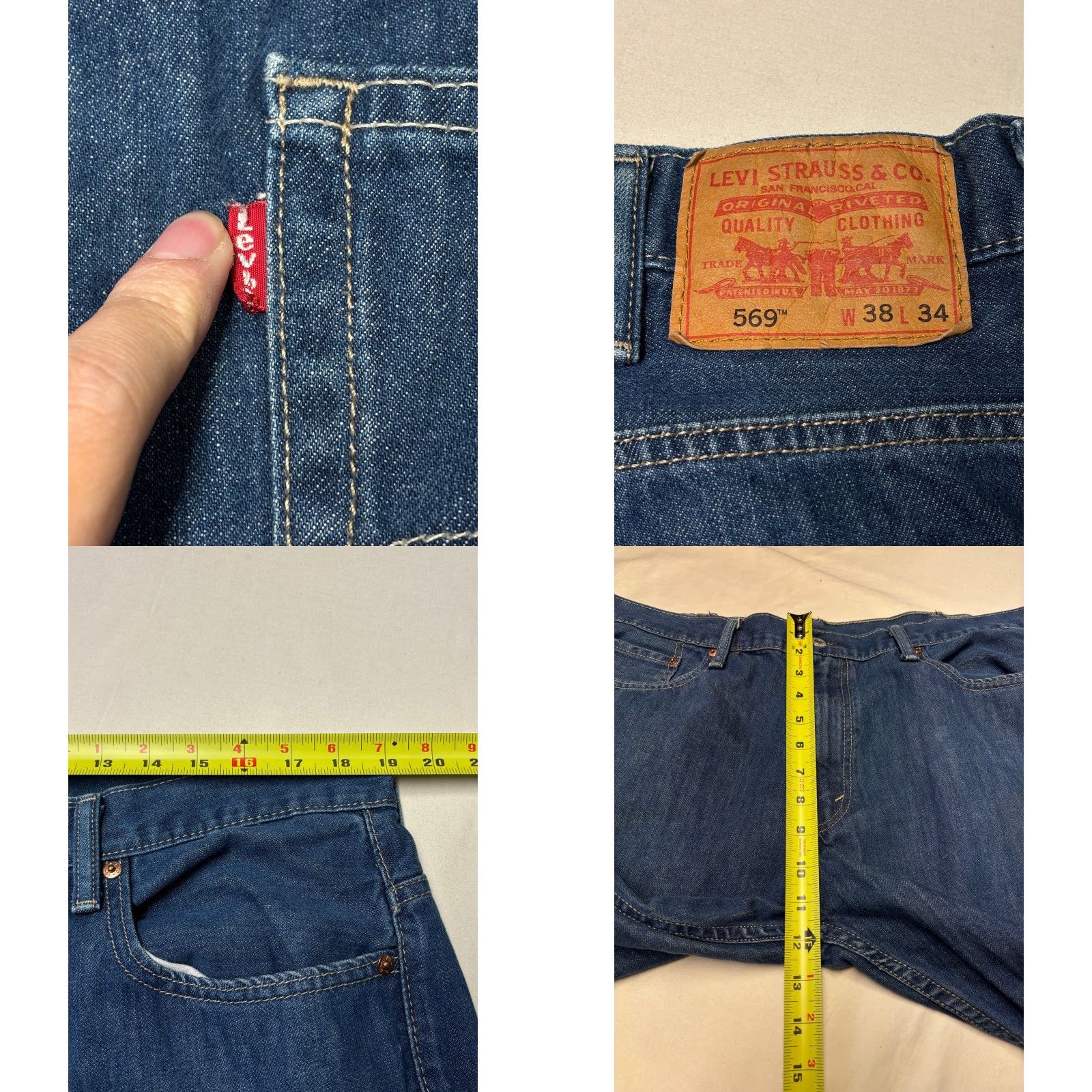 Levi's Levi's 569 Jeans Dark Wash Mens 38x34 Relaxed Straight 5-Pocket Denim Cotton Zip Button Logo Zipper Vintage No Size US 38 / EU 54 - 8 Thumbnail