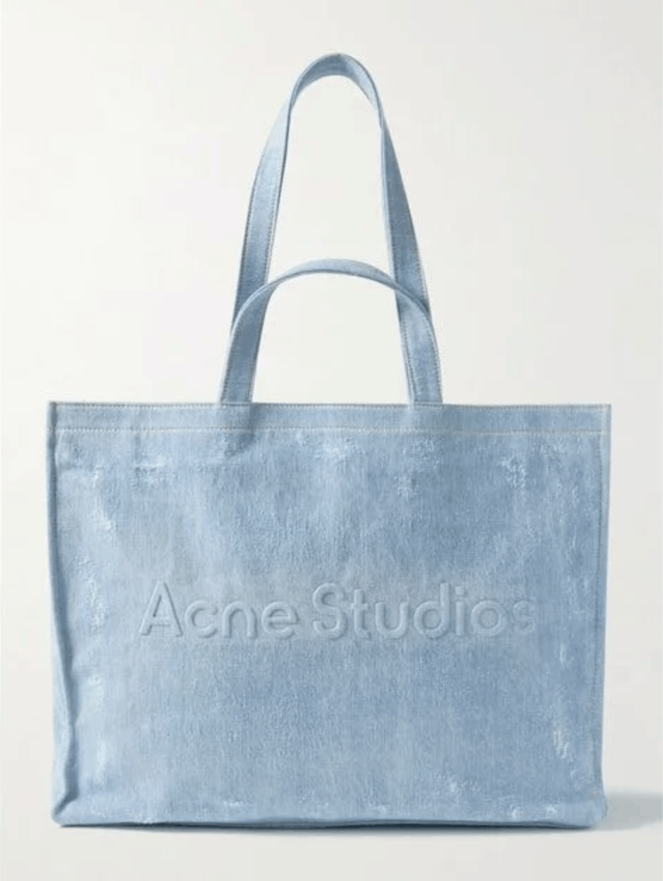 Acne Studios Distressed Denim Logo Shopper Tote Bag Size ONE SIZE - 1 Thumbnail