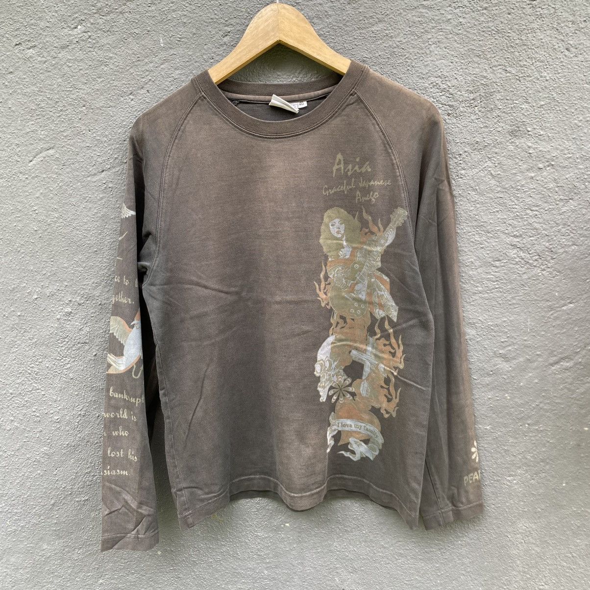 Tedman Thrashed Faded Vintage Peak'D Yellow Tedman Long Sleeve Tee Size US M / EU 48-50 / 2 - 5 Thumbnail