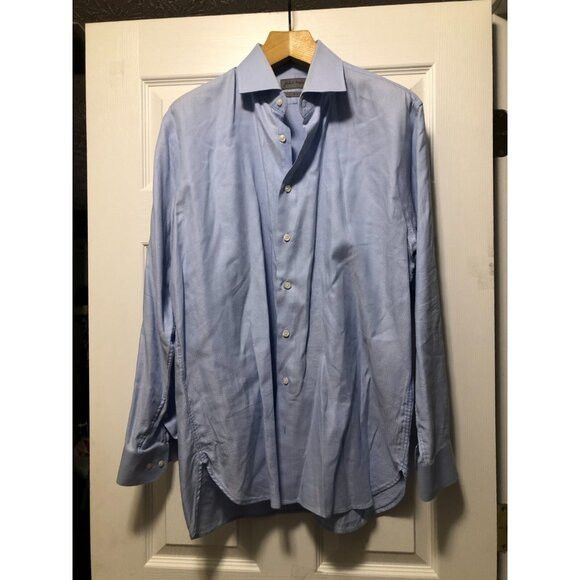 Nordstrom john W.nordstrom men's blue 100%cotton dress shirt 17/34-35 Size US XL / EU 56 / 4 - 2 Thumbnail