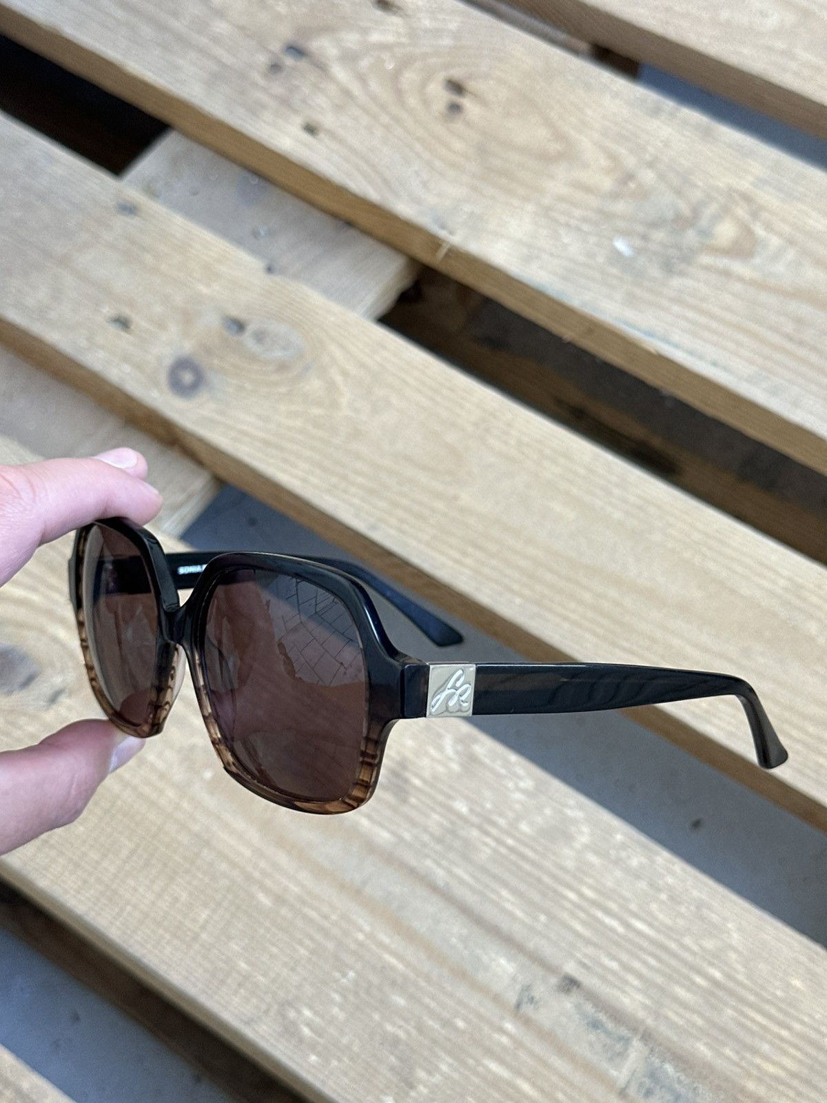 Handmade × Sonia Rykiel × Vintage Sonia Rykiel Hand Made Black-Brown Women’s Sunglasses Size ONE SIZE - 1 Thumbnail