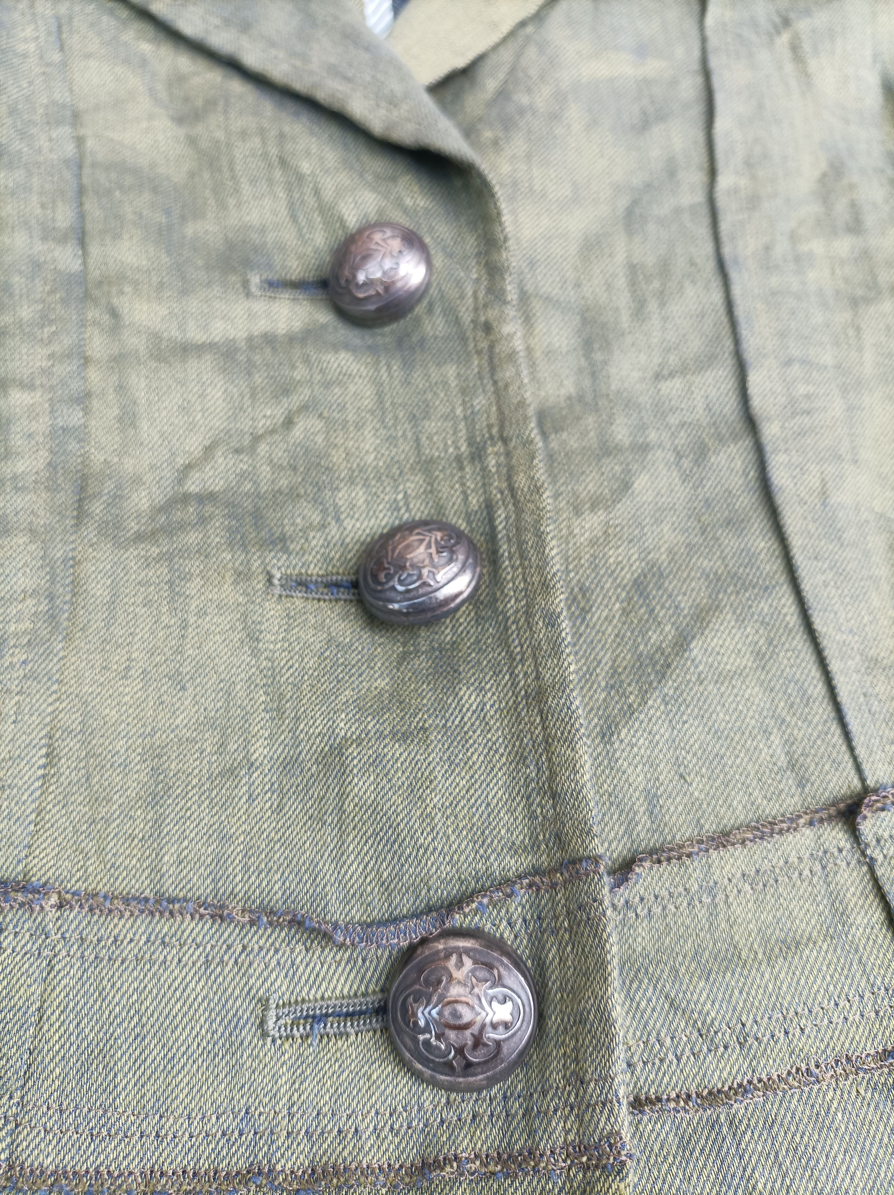 Japanese Brand (J573) Ivisuto Japan Green Three Button Blazer Jacket Sz 44 Size M / US 6-8 / IT 42-44 - 3 Thumbnail