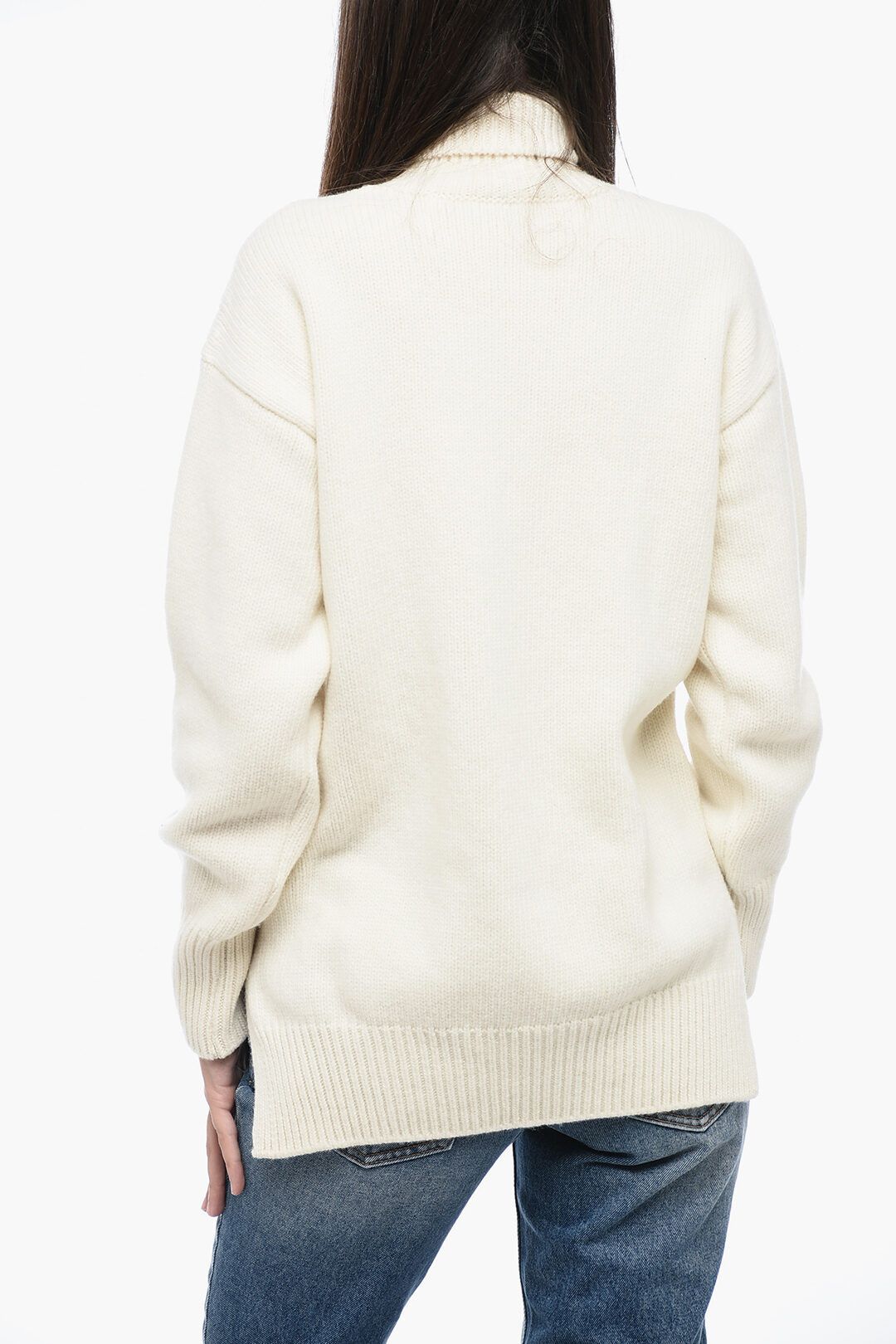 Off-White og1mm1125 Embroidered Logo Boiled Turtleneck Sweater Beige Size XS / US 0-2 / IT 36-38 - 2 Thumbnail