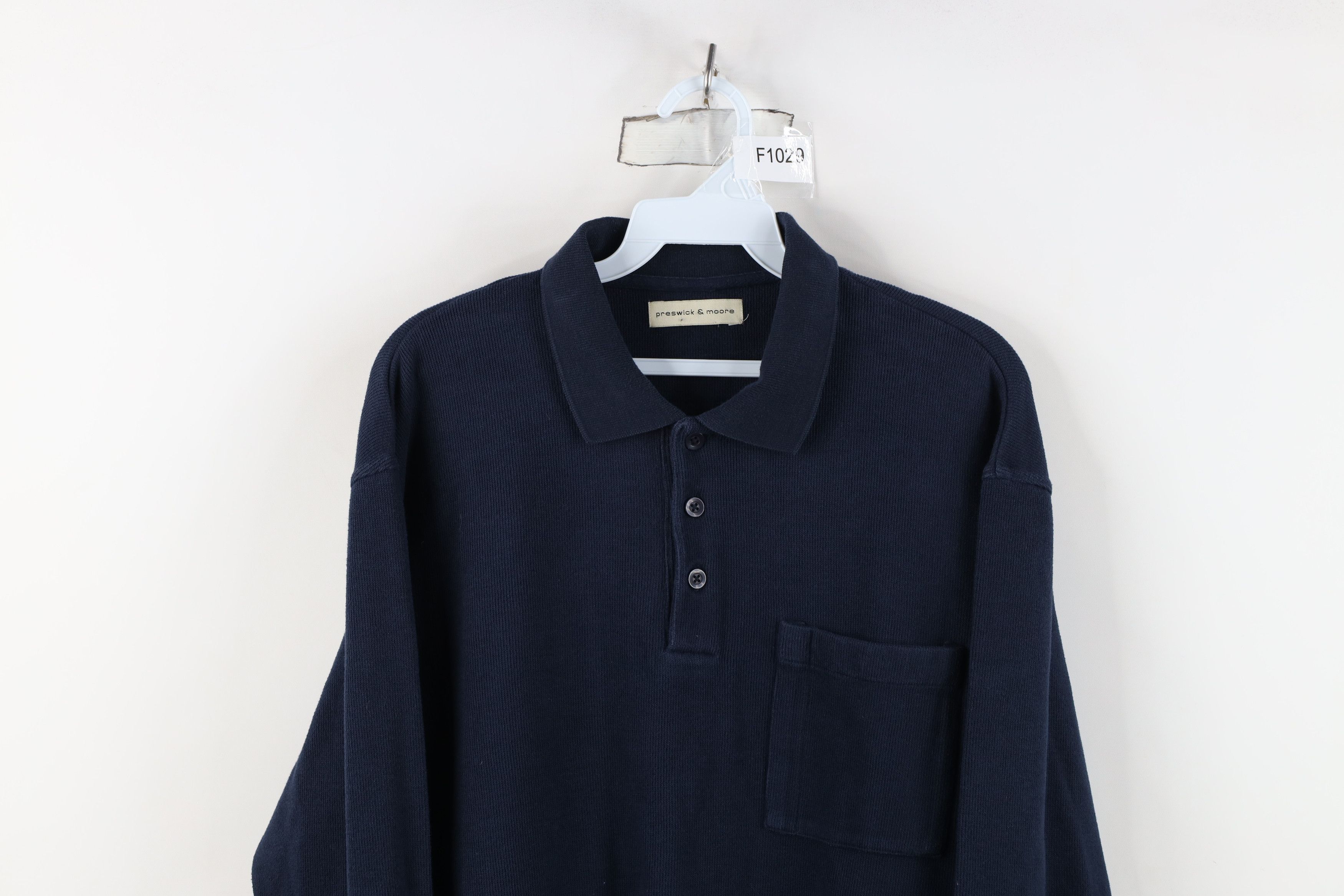 Vintage Vintage 90s Streetwear Heavyweight Knit Long Sleeve Polo Size US L / EU 52-54 / 3 - 2 Thumbnail