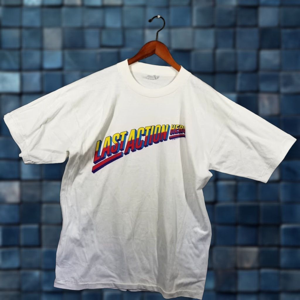 Vintage VINTAGE Arnold Schwarzenegger Last Action Hero 1993 Movie Promo Shirt Men XL White Graphic Print Movie Theme Size US XL / EU 56 / 4 - 1 Thumbnail