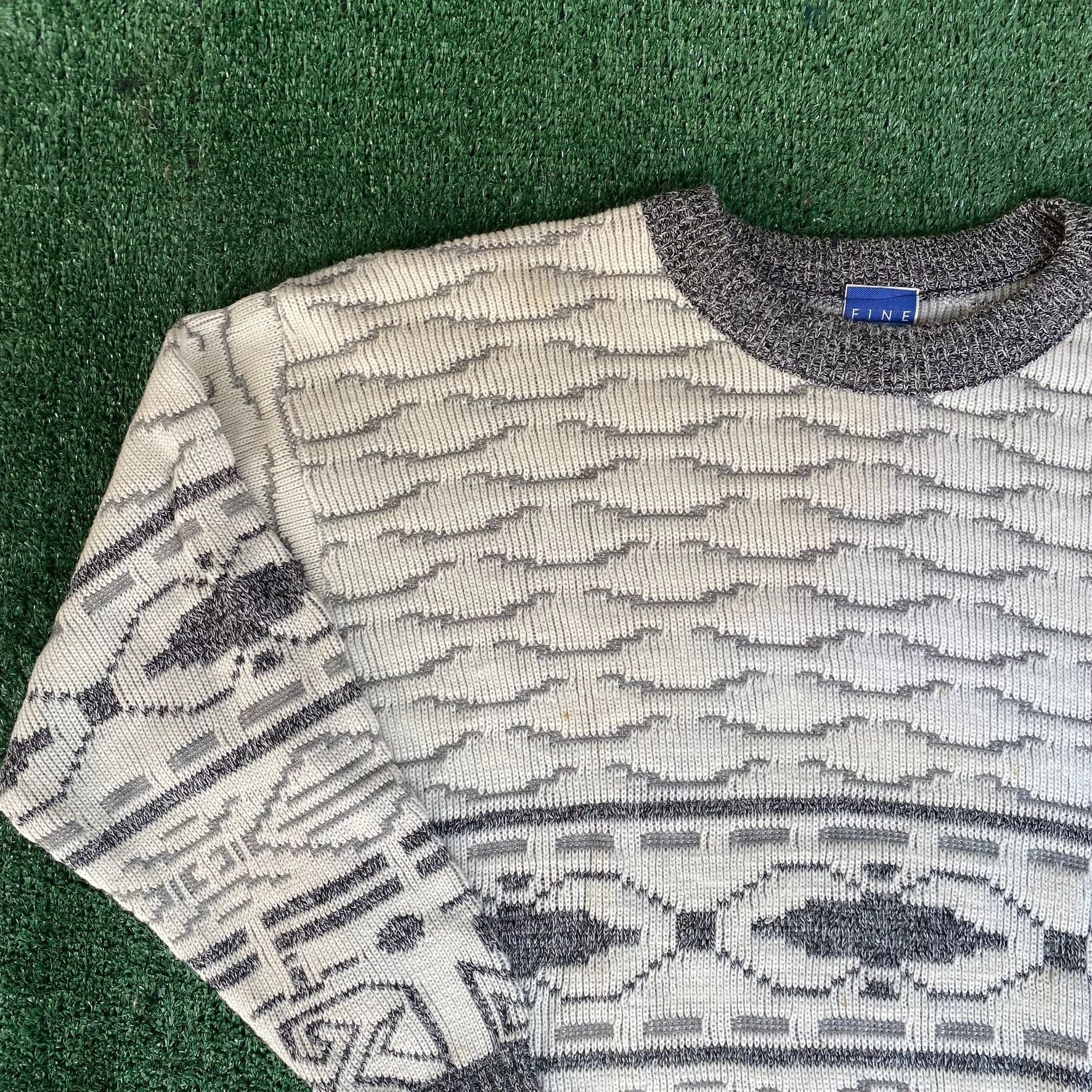 Vintage Vintage 90s Fair Isle Sweater Heavy Knit Geometric Jumper Size US XL / EU 56 / 4 - 2 Thumbnail