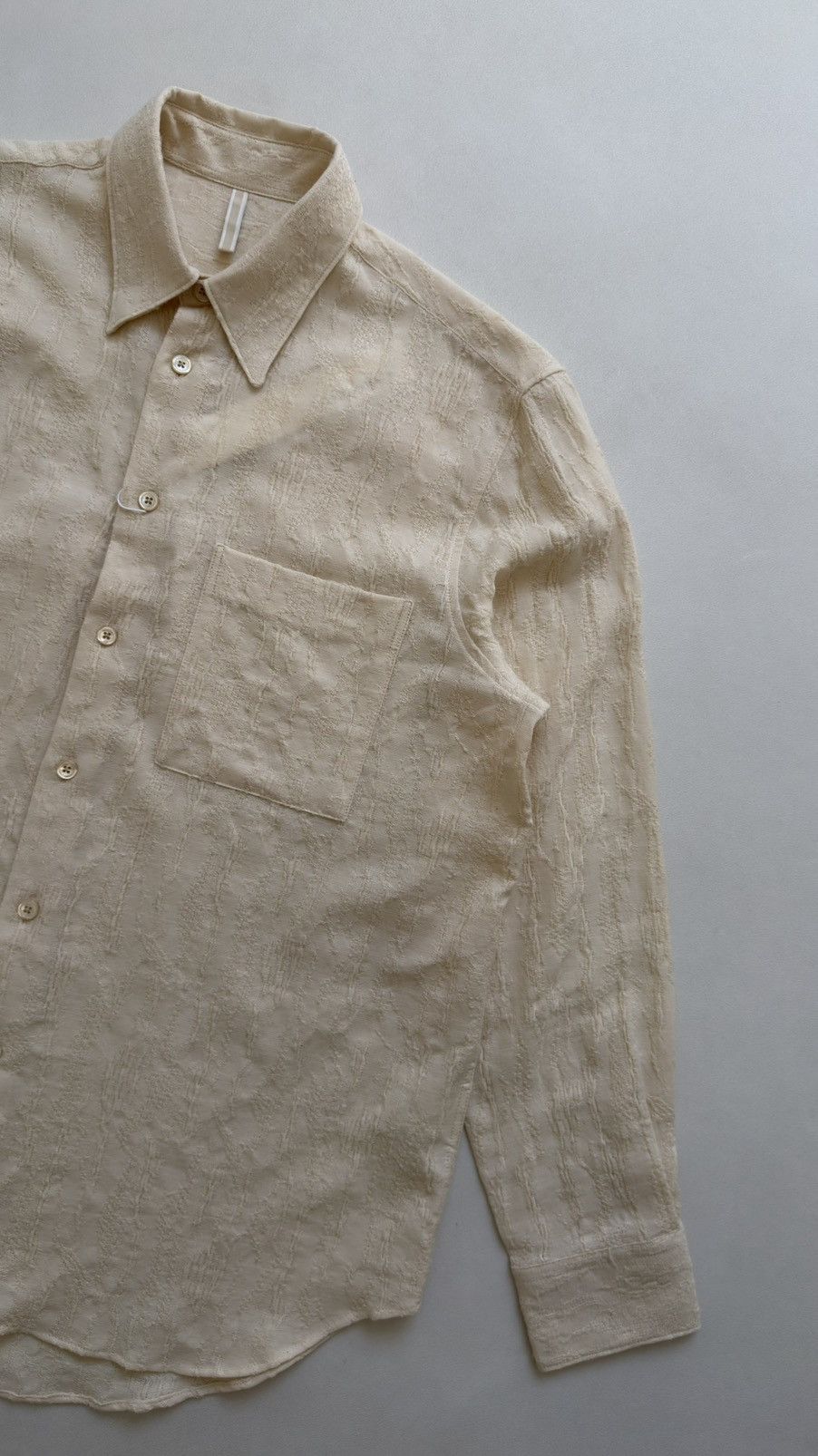 Sunflower ‘Ace’ Textured Cream Cotton Boxy Fit Shirt Size US M / EU 48-50 / 2 - 7 Thumbnail