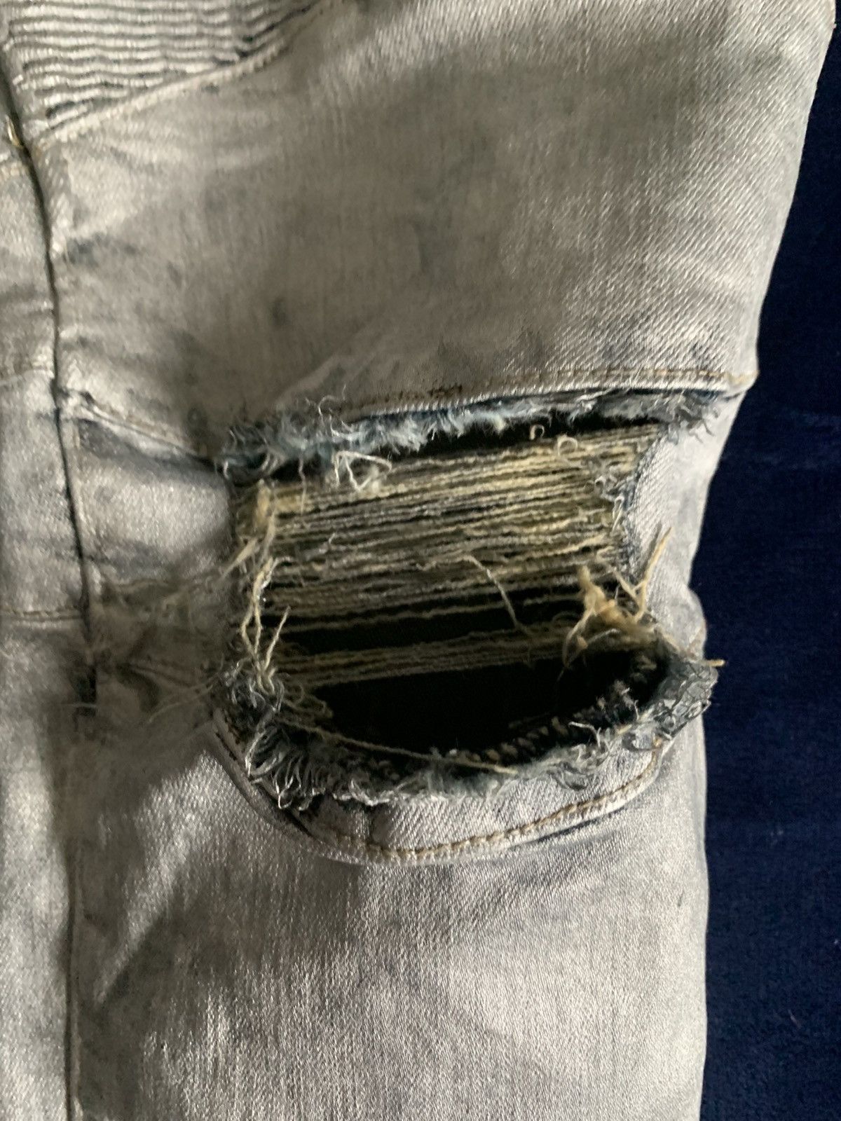 Other Custom Silver Biker Jeans Balmain Like 2000s Fashion Swag Size US 34 / EU 50 - 8 Thumbnail