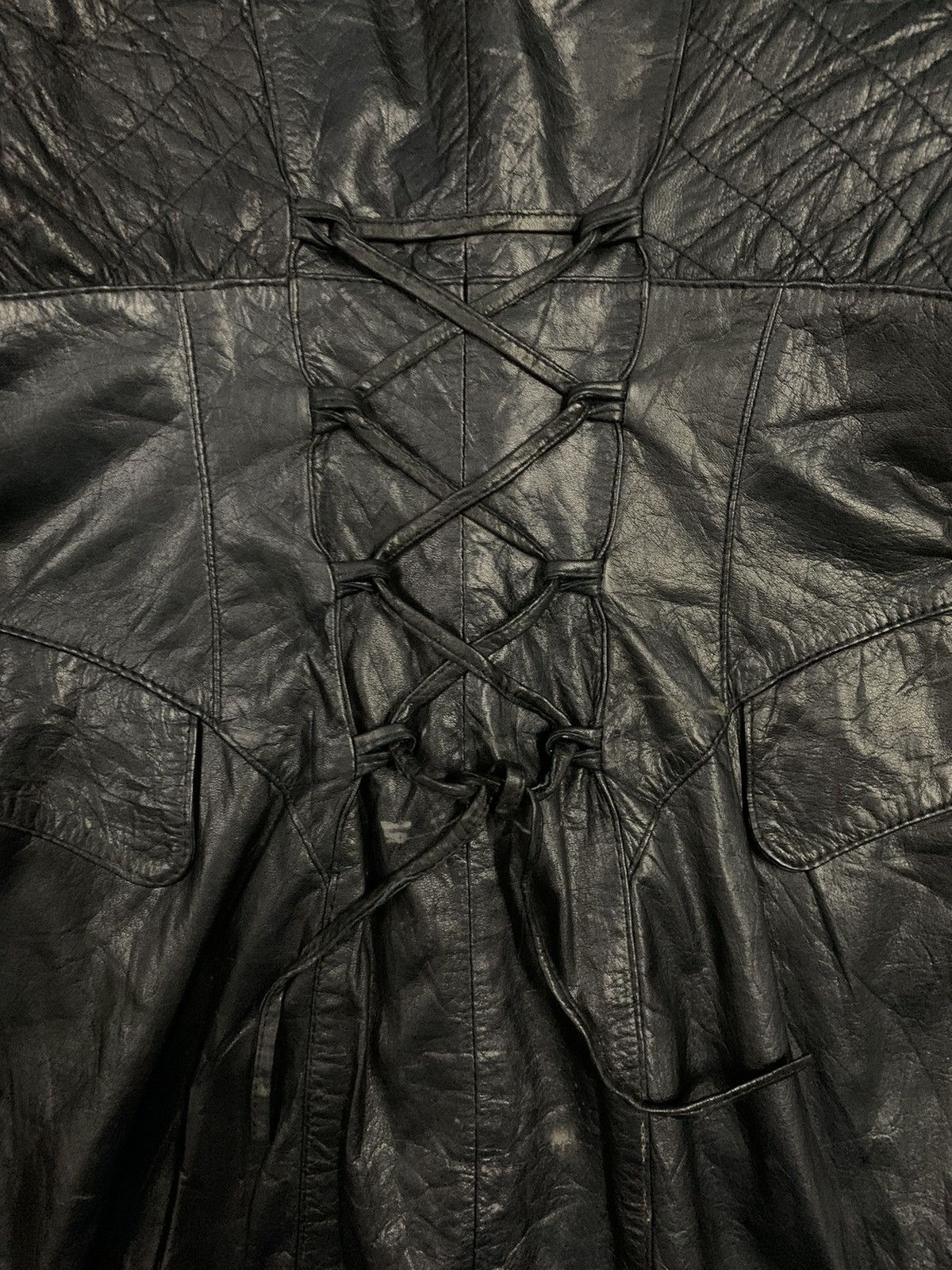 Other Vintage Marais Cowhide Leather Lace-up Punk Style Overcoat Size M / US 6-8 / IT 42-44 - 14 Thumbnail