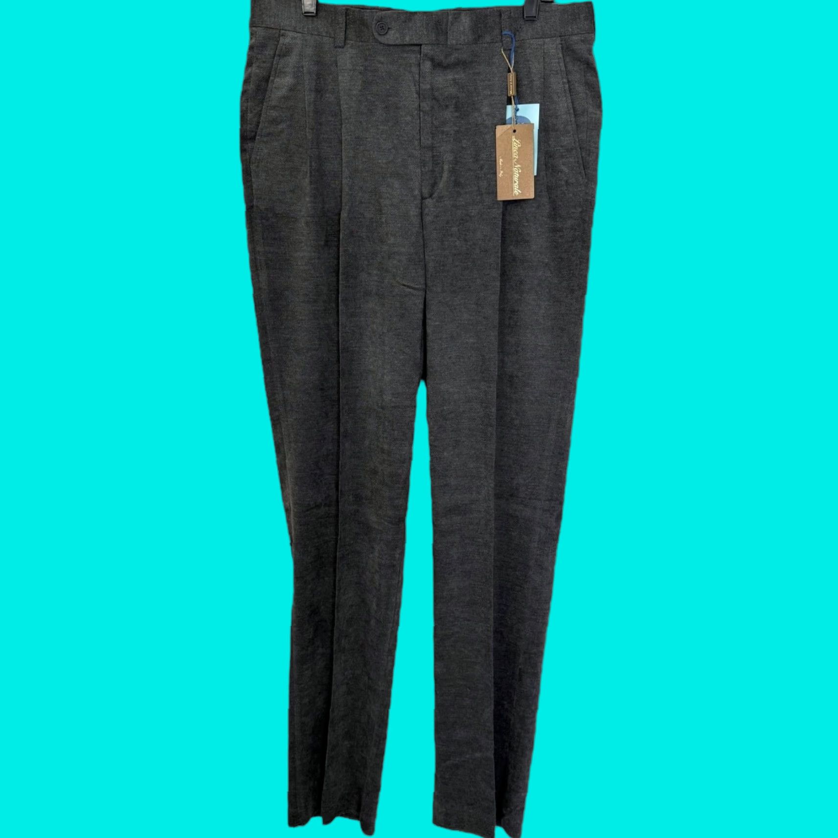 Vintage Linea Naturale Italian Water-Resistant Pleated Dress Pants Gray 34R Mens Regular Inseam 38in New Fall Spring Winter Size US 34 / EU 50 - 1 Thumbnail