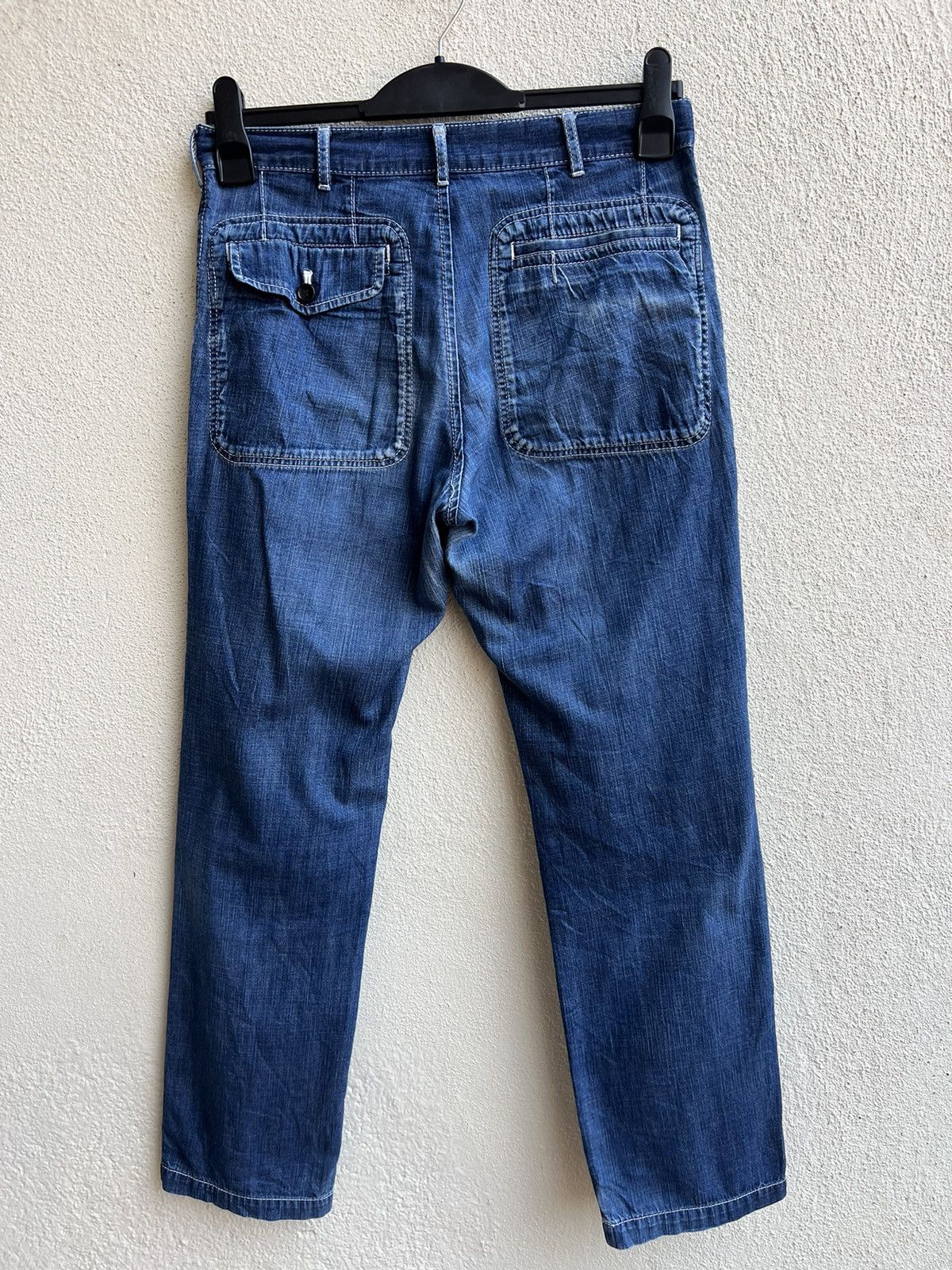Comme des Garcons Homme Vintage CDGH Distress Fade Blue Denim Military Work Pant Size US 29 - 22 Thumbnail