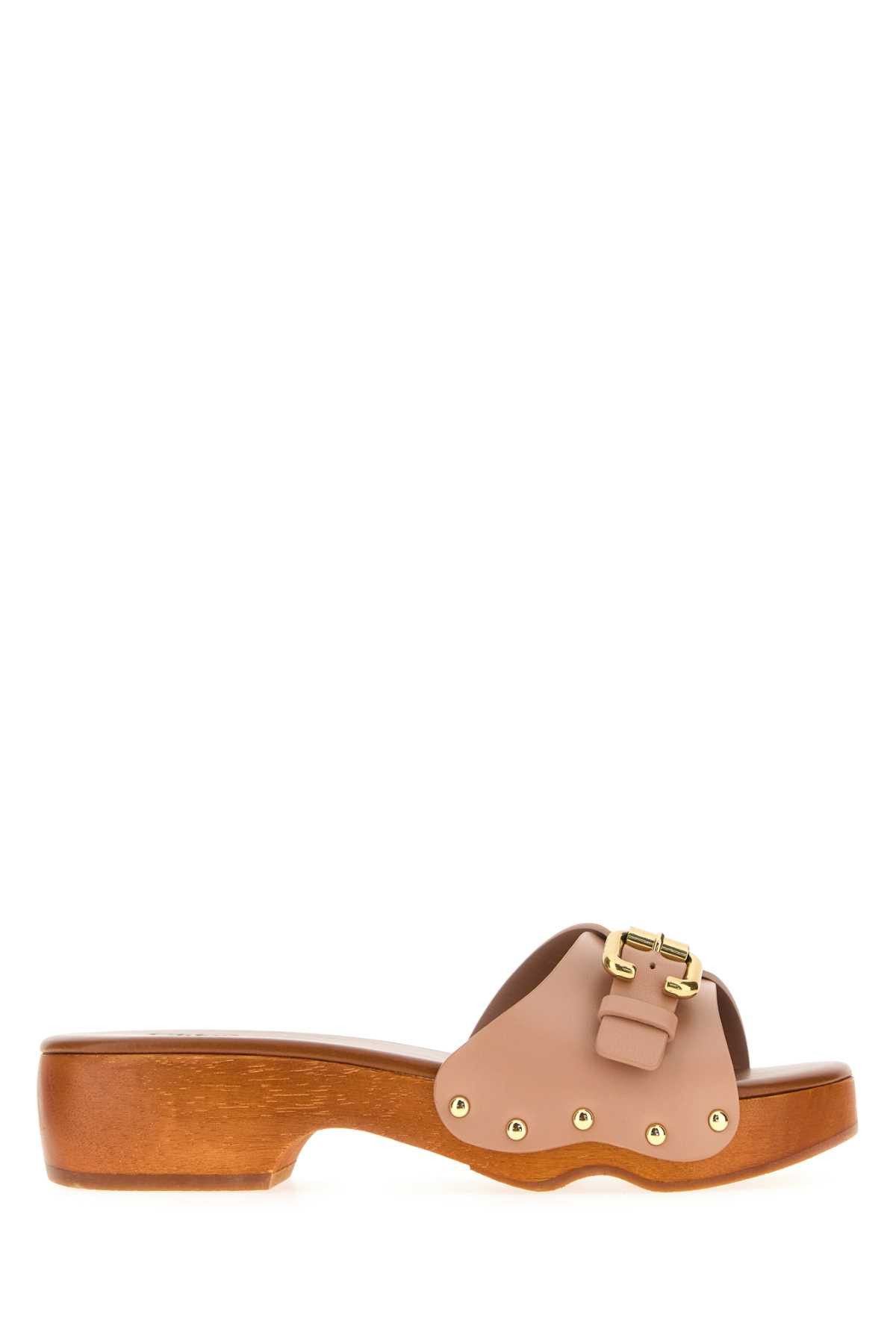 Chloe Powder Pink Leather Jeanette Clogs Size US 9 / IT 39 - 1 Thumbnail