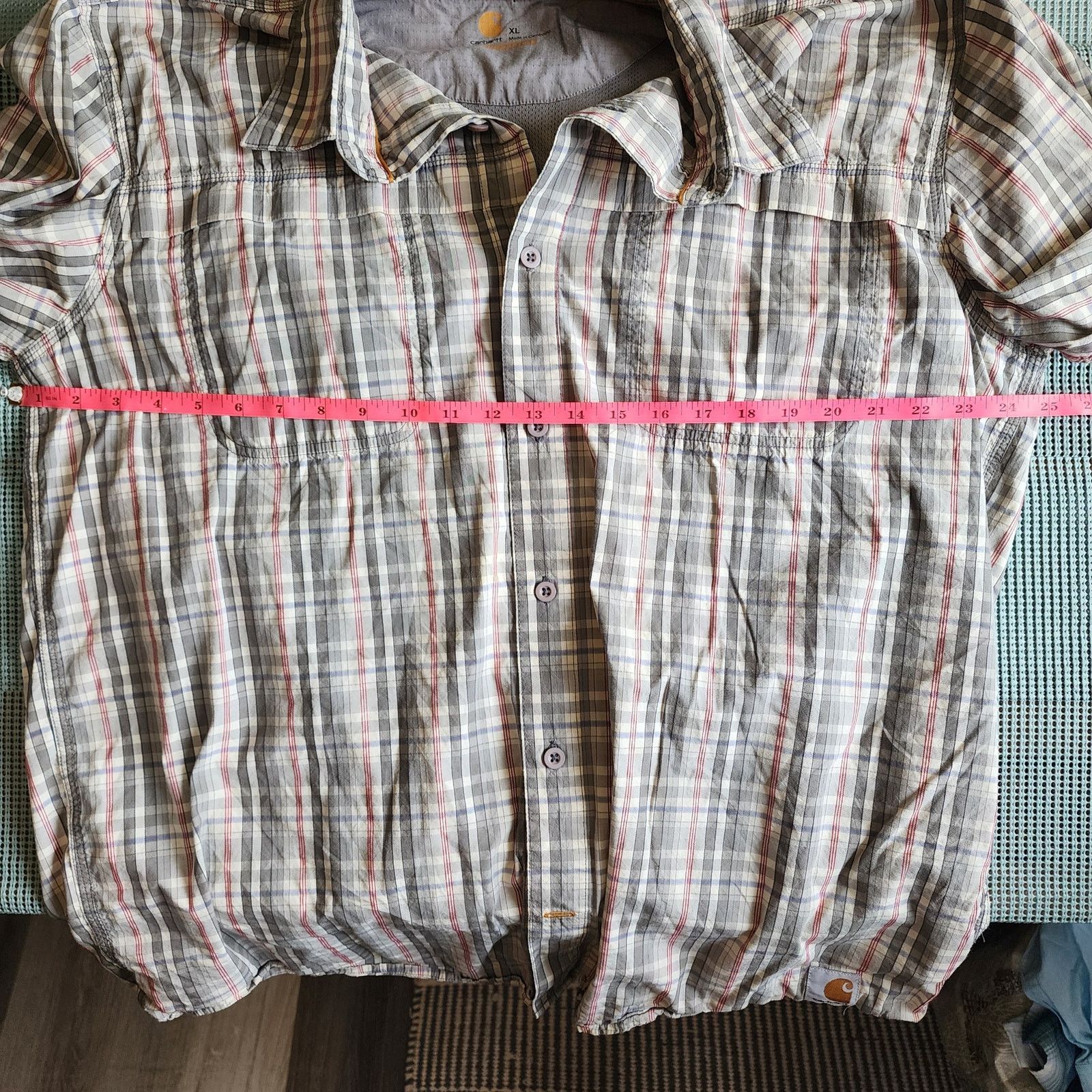 Carhartt Carhartt XL Gray Red Plaid Vented Shirt Short Size US XL / EU 56 / 4 - 5 Thumbnail