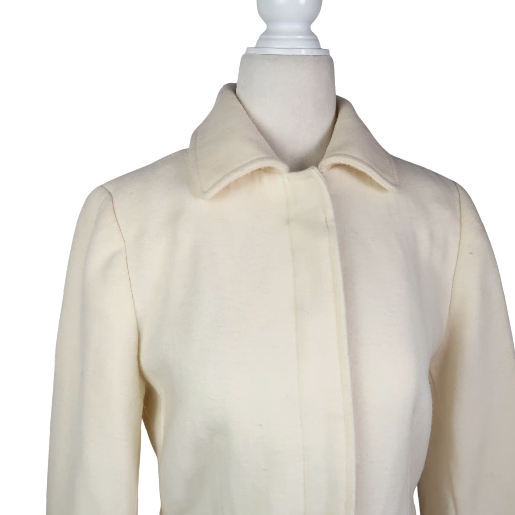 Merona VINTAGE Merona Coat Wool Button Front Mid-Length S Women Cream Long Sleeve 38" Fall Winter Spring Casual Solid Overcoat 1990s-2000s Size S / US 4 / IT 40 - 2 Thumbnail