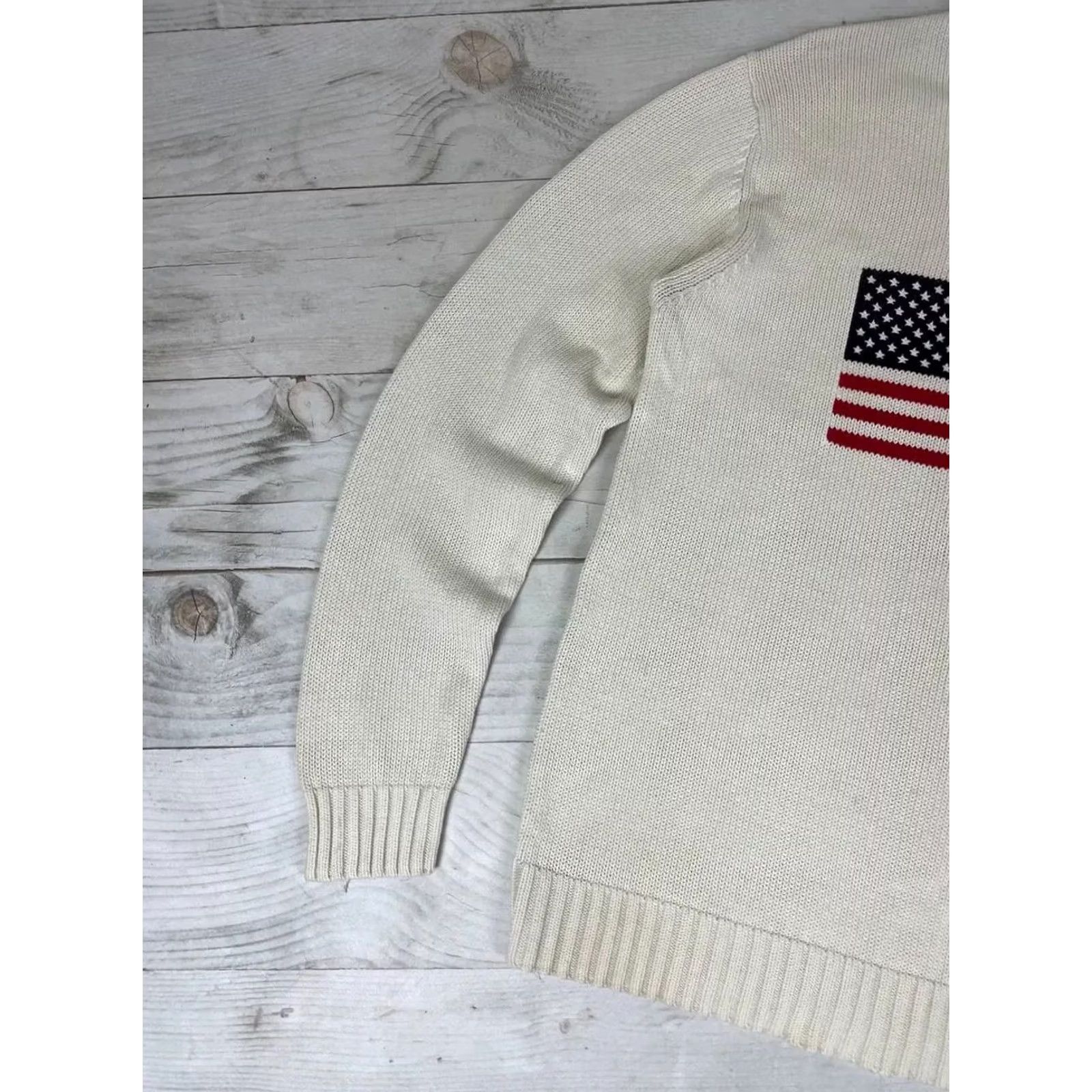 Polo Ralph Lauren VINTAGE Polo Jeans Co Ralph Lauren Sweater Men White Size L USA Flag Logo Size US L / EU 52-54 / 3 - 4 Thumbnail