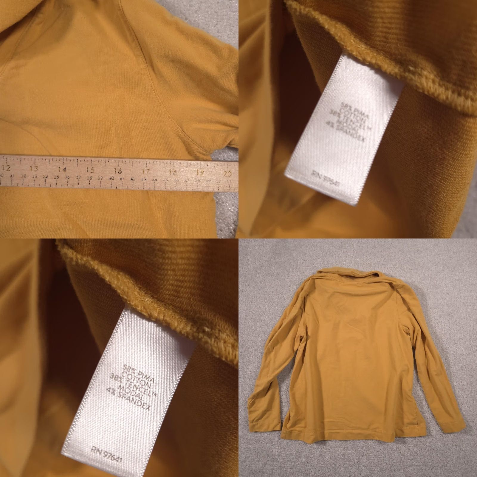 Vintage Pure Jill Shirt Womens M Yellow Cowl Neck Long Sleeve Button Stretch Top Size M / US 6-8 / IT 42-44 - 8 Thumbnail