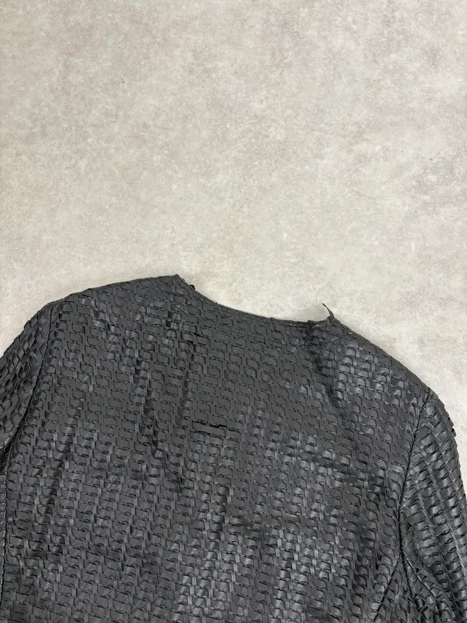 Dolce & Gabbana 2000s Dolce & Gabbana Woven Black Leather Jacket Size US XS / EU 42 / 0 - 6 Thumbnail
