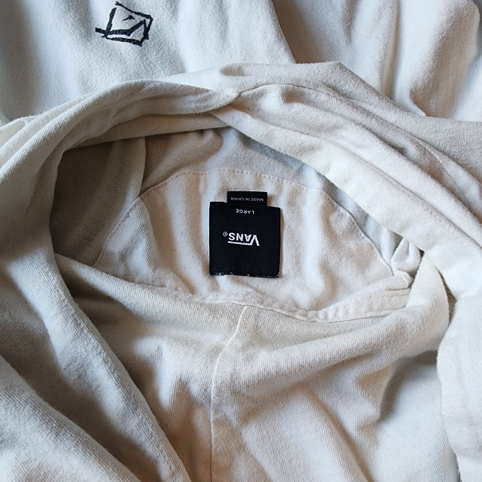 Vans Vans Men's Large White Hoodie Lightweight Checkered Sleeves Size US L / EU 52-54 / 3 - 6 Thumbnail