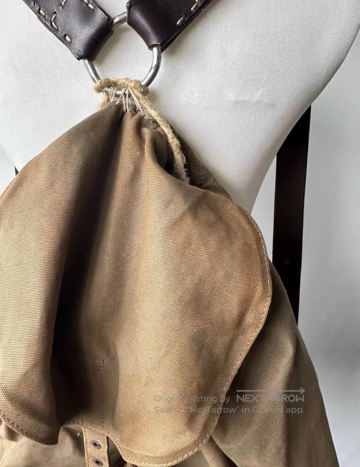 Helmut Lang Brown Canvas Backpack with Leather Straps. Size ONE SIZE - 2 Thumbnail