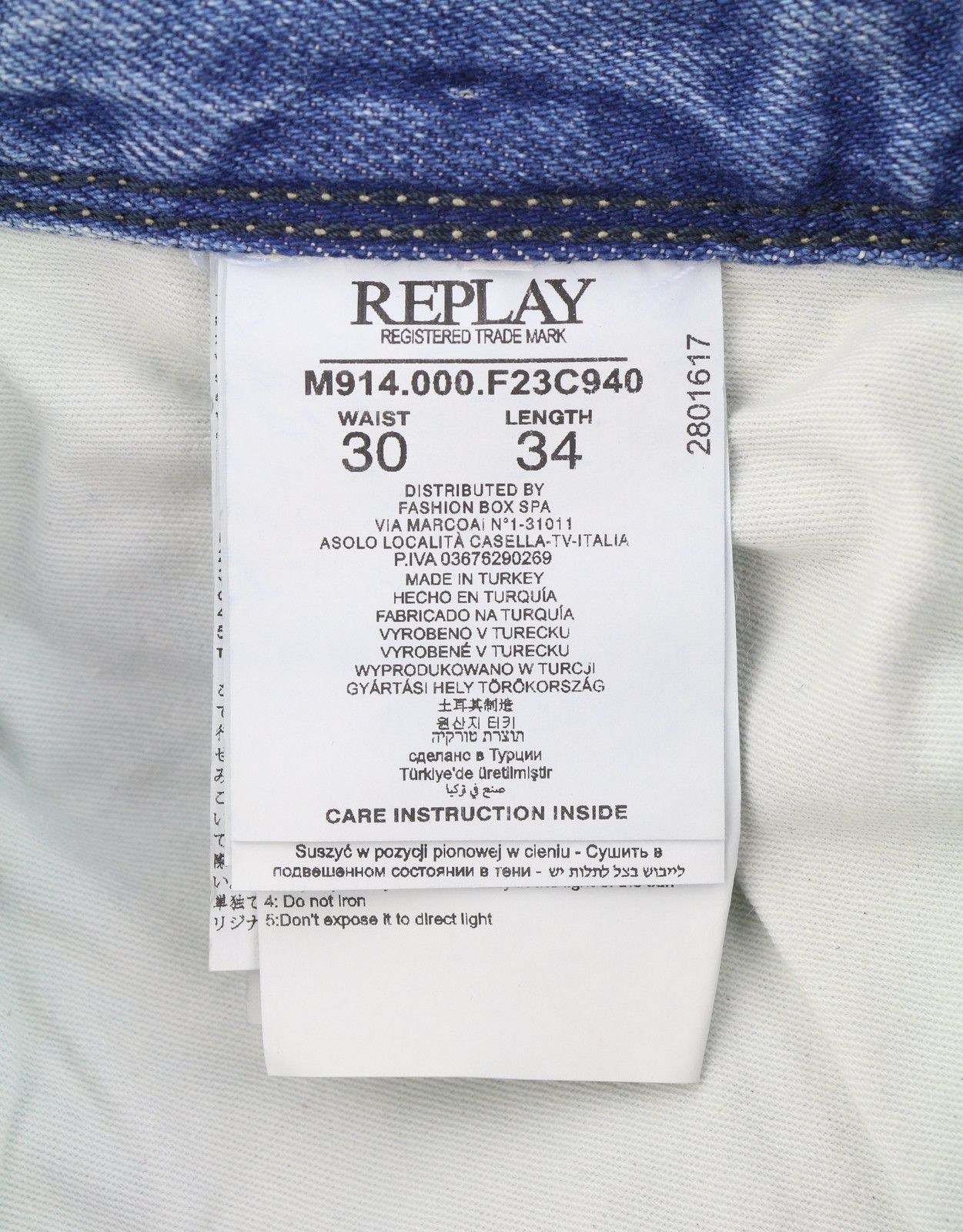 Replay ANBASS W30/L34 Blue Faded Slim Zip Fly Jeans 89123 Size US 30 / EU 46 - 7 Thumbnail