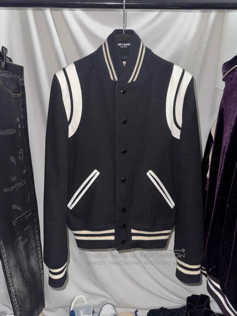 Saint Laurent Paris Saint Laurent Paris Black and White Baseball Jacket Size XS / US 0-2 / IT 36-38 - 1 Thumbnail