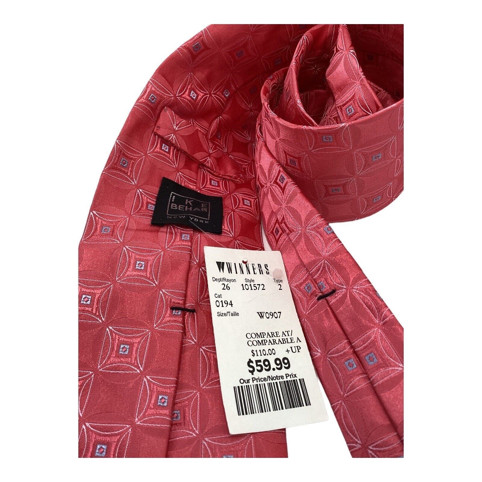 Ike Behar IKE BEHAR Red Geometric Luxury Designer Silk Tie Made In USA Size ONE SIZE - 4 Thumbnail