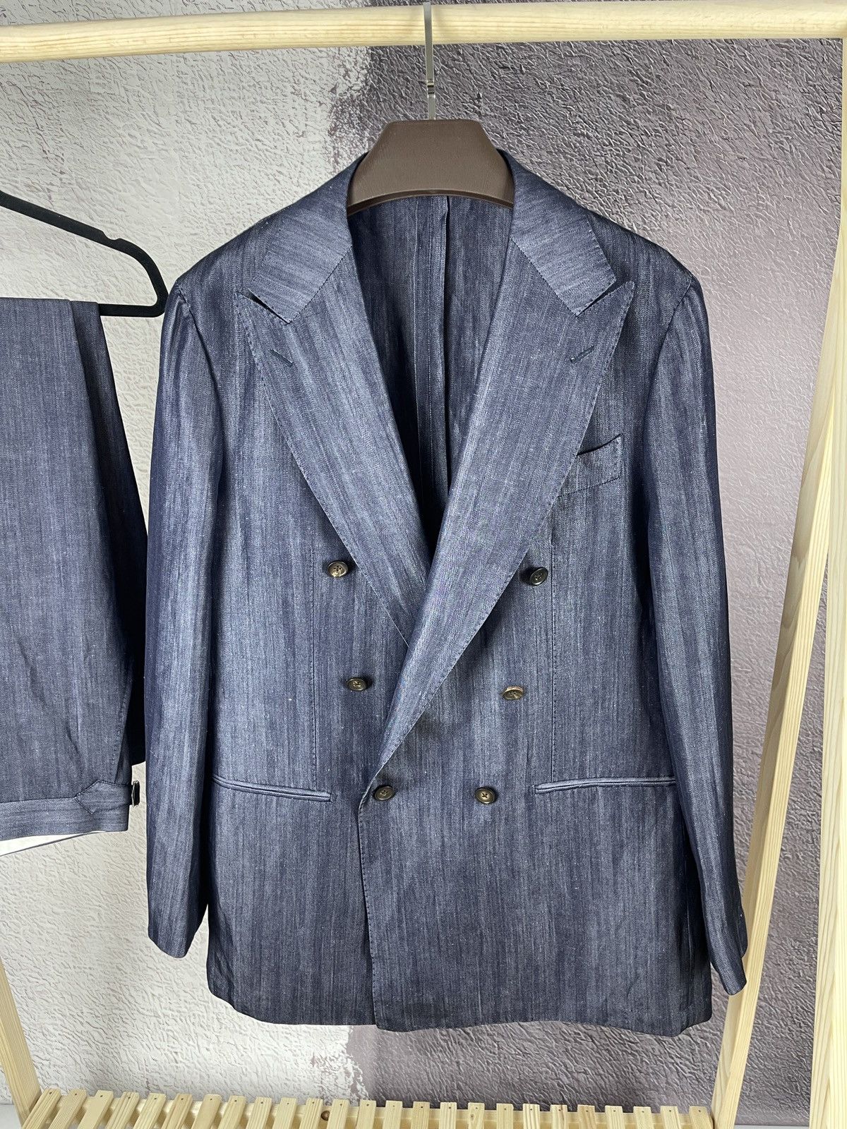 Suitsupply SUITSUPPLY Havana Low Double Breasted Slim / SOHO SA Suit Size 46R - 3 Thumbnail
