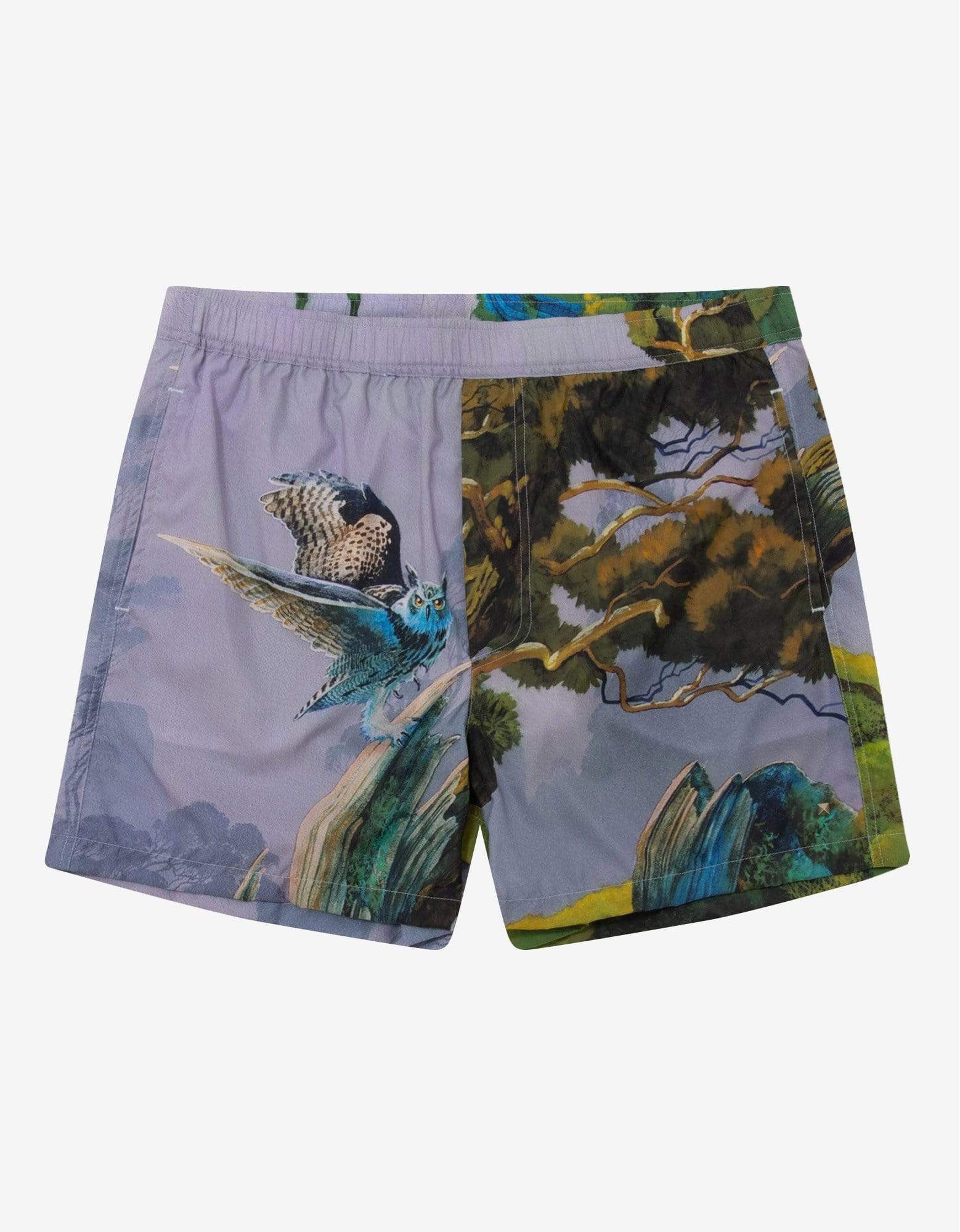 image of Valentino Blind Owl Print Swim Shorts in Purple, Men's (Size 30)