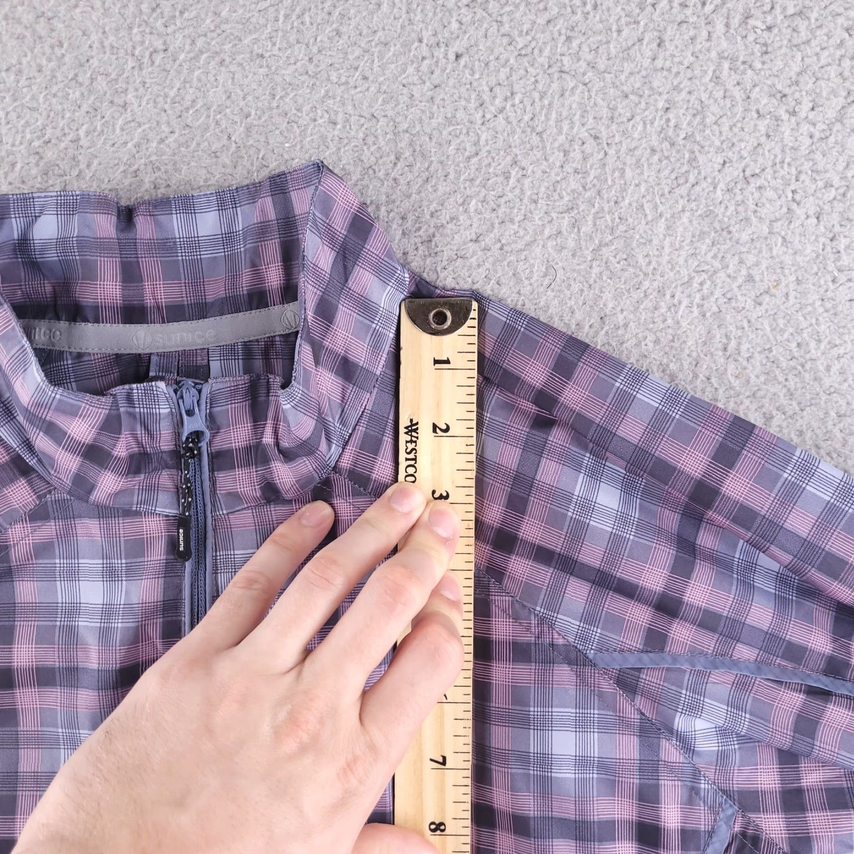 Vintage Sunice Jacket Womens Large Purple Plaid Quarter Zip Sweater Nylon Weather Check Size L / US 10 / IT 46 - 7 Thumbnail