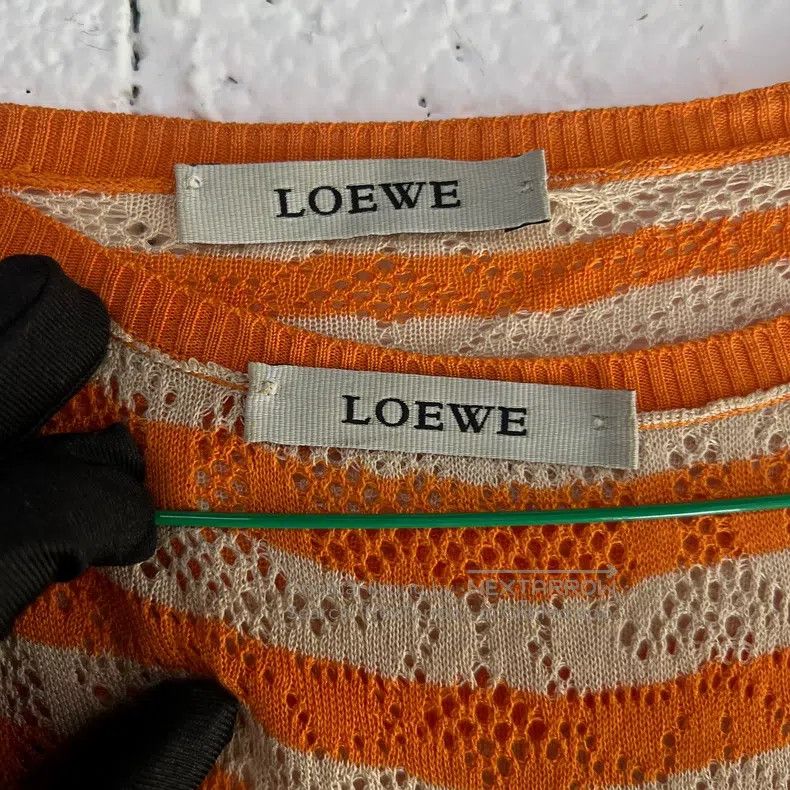 Loewe Loewe Orange and white striped knitted cardigan Size L / US 10 / IT 46 - 2 Thumbnail
