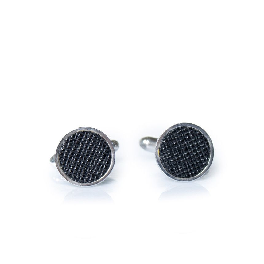Prada Prada, silver toned and black leather cufflinks Size ONE SIZE - 1 Thumbnail