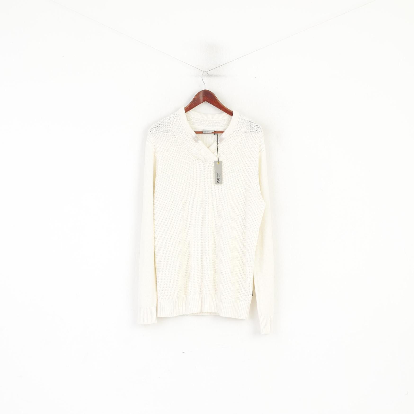WeSC New Wesc Men M Jumper Beige Nicholas Knitted 6396 Size US M / EU 48-50 / 2 - 2 Thumbnail