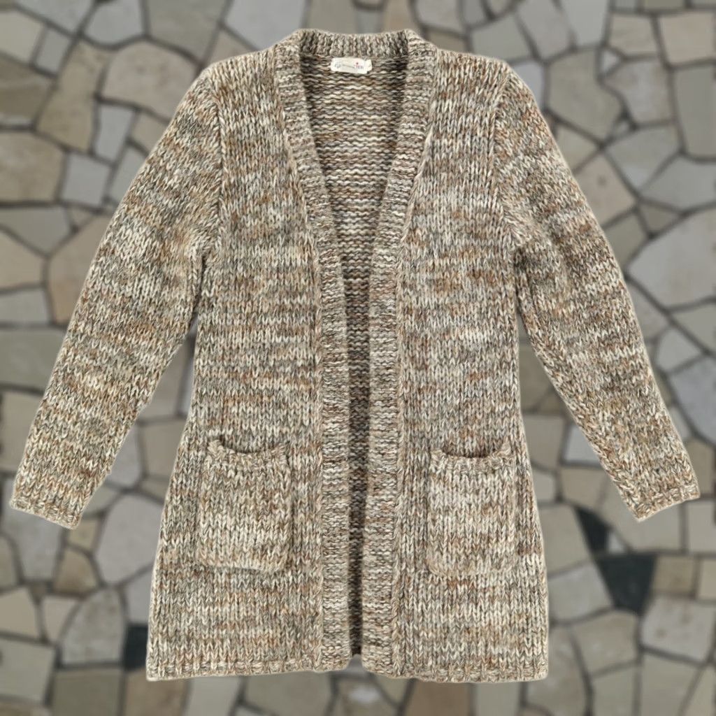 Vintage VTG Grand Tier Mohair Long Open Cardigan Solid V-Neck Long Sleeve Sweatshirt Wheat Women's L Size L / US 10 / IT 46 - 1 Thumbnail
