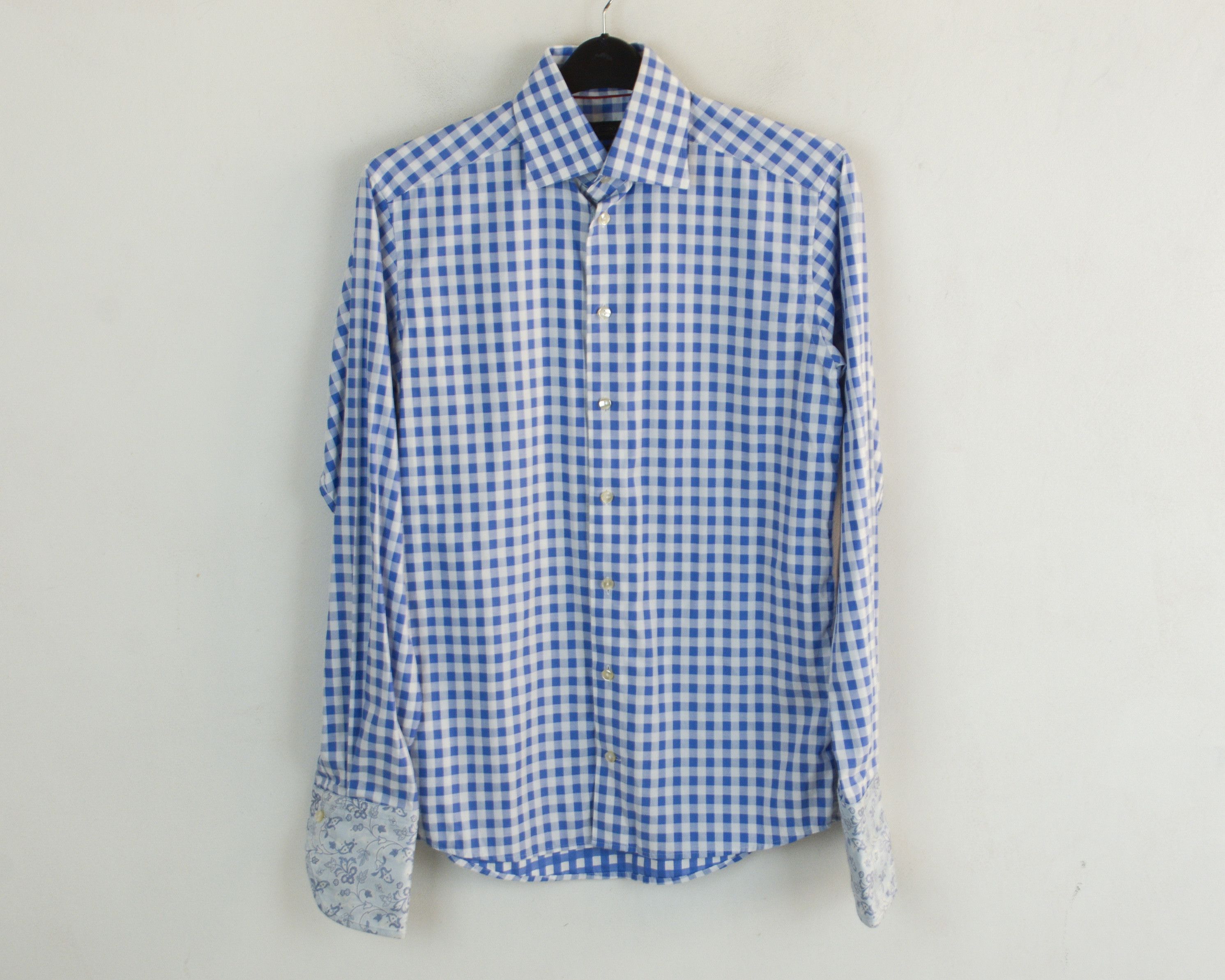 Eton Mens M Shirt 15 1/2" Size 39 Slim Double cuffs Plaid Shirt Size US M / EU 48-50 / 2 - 1 Thumbnail
