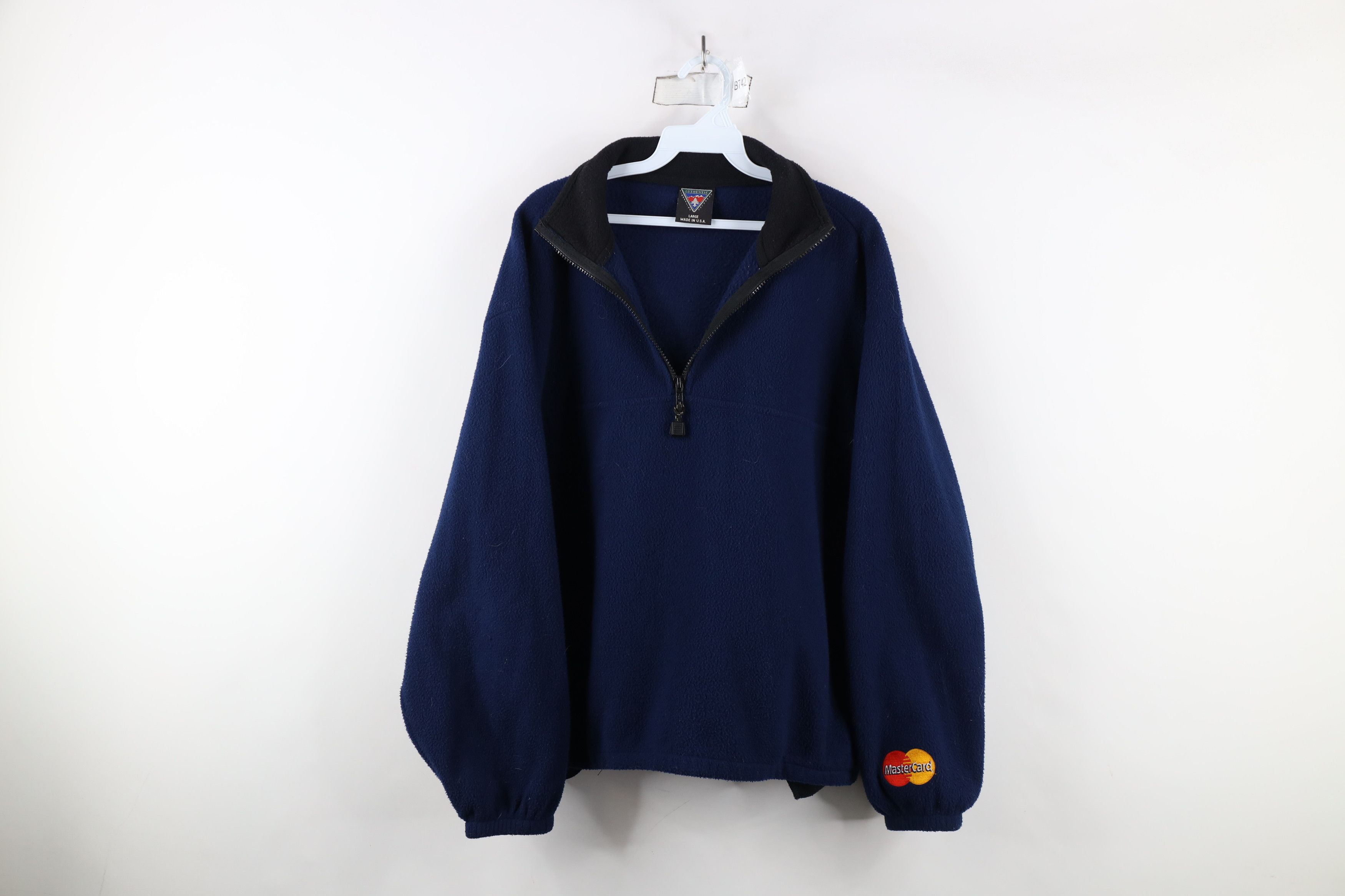 Vintage Vintage 90s Master Card Credit Card Half Zip Fleece Sweater Size US L / EU 52-54 / 3 - 1 Thumbnail