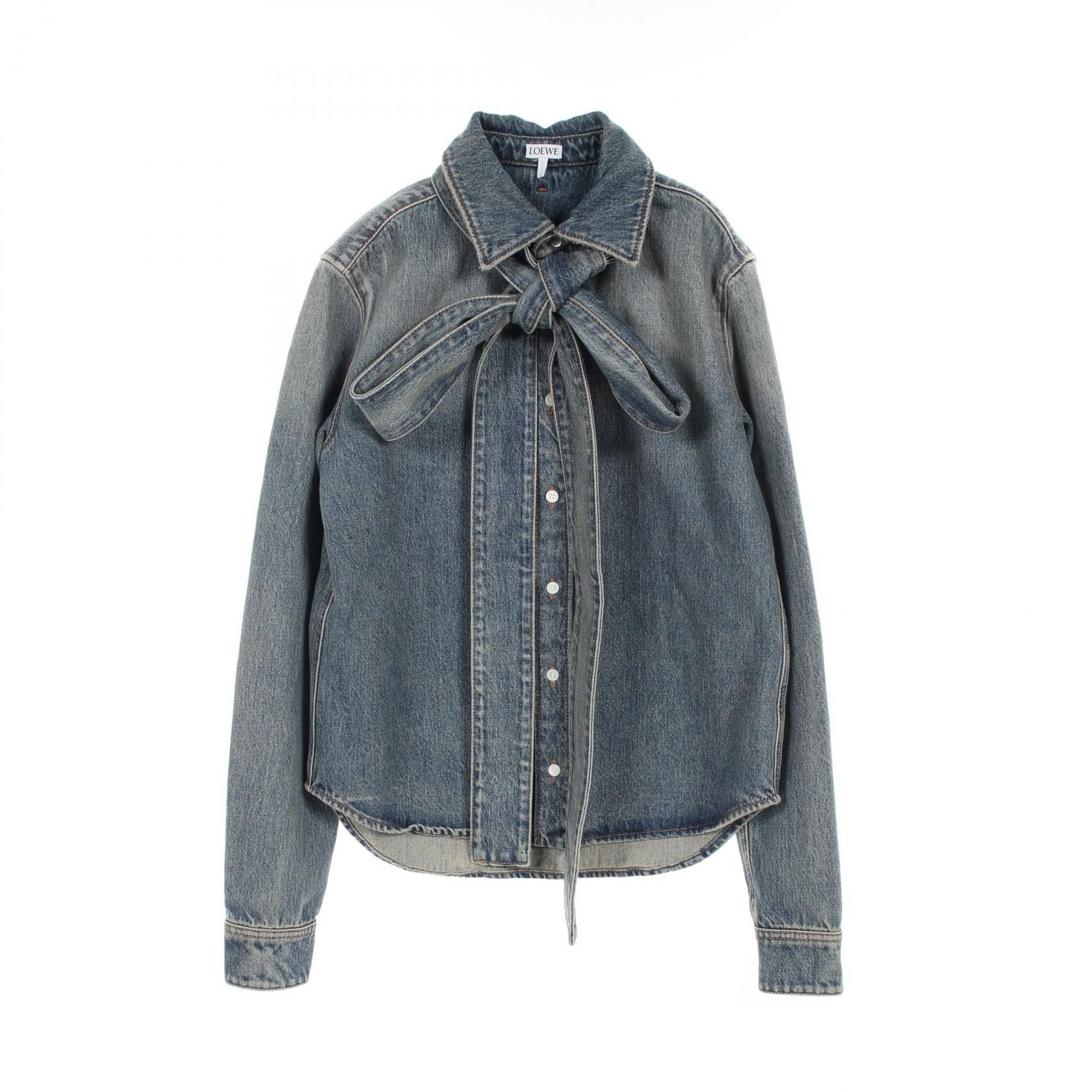 Loewe Loewe Loewe Bow Shirt Cotton Shirt Cotton Tops S359Y1DX08 Size ONE SIZE - 1 Thumbnail