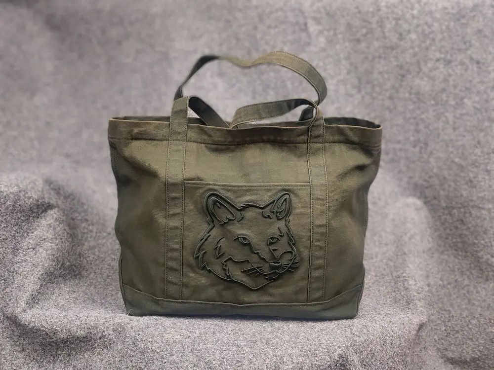 Maison Kitsune Maison Kitsuné Tote Fox Shopper Zip Bag Green Faded Color Size ONE SIZE - 1 Thumbnail