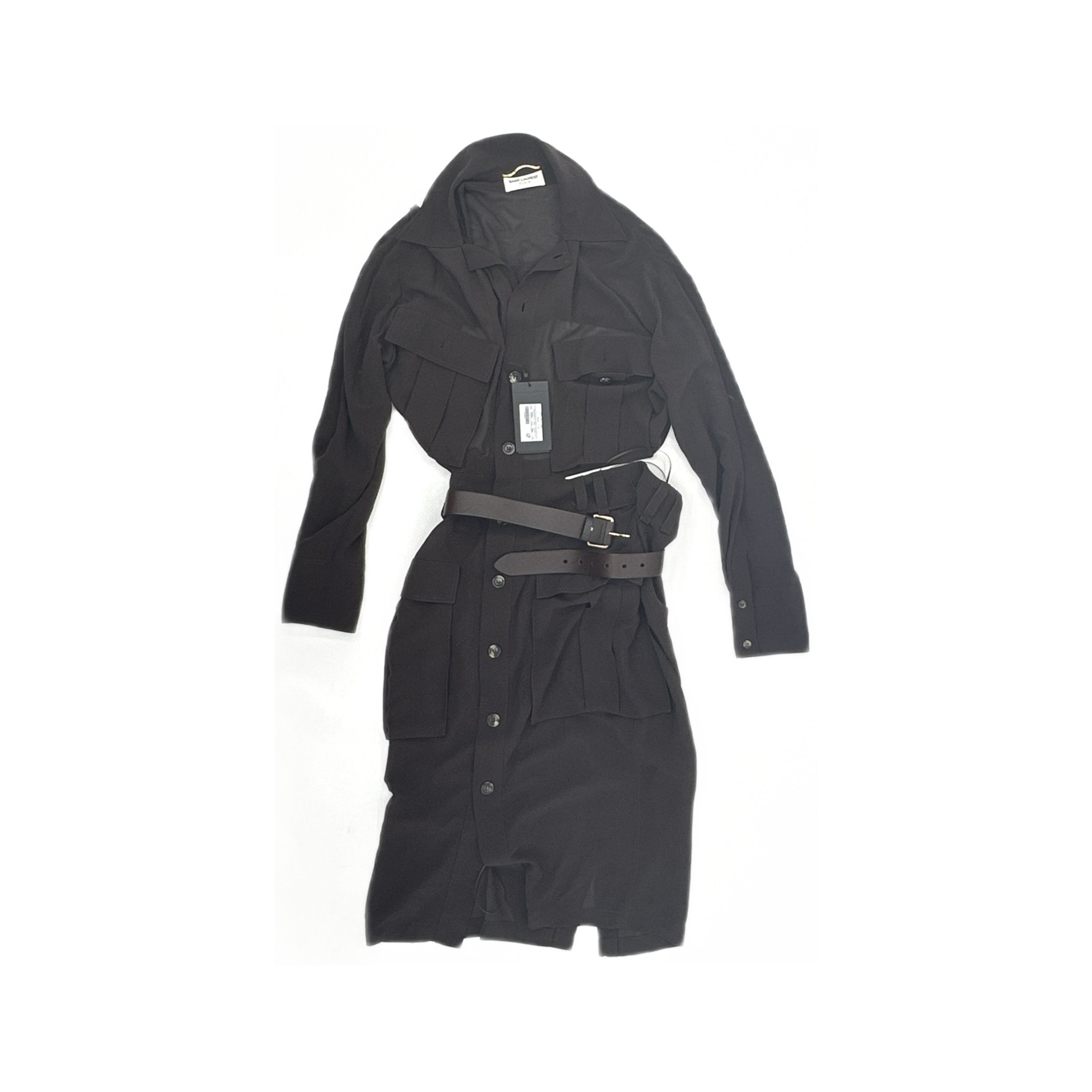 Saint Laurent Paris Saint Laurent Belted Silk Shirt Dress Size 36 Size XS / US 0-2 / IT 36-38 - 1 Thumbnail