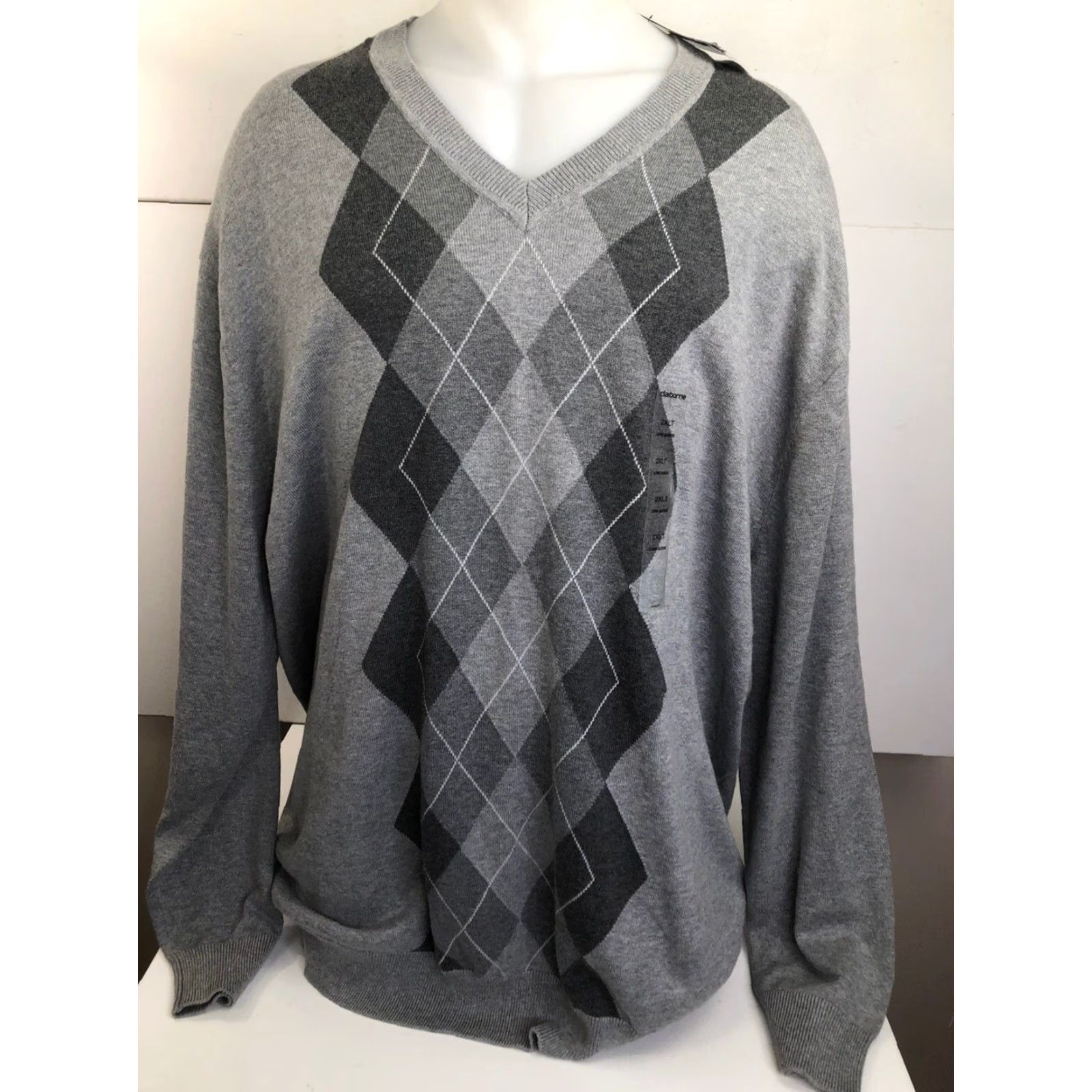Liz Claiborne CLAIBORNE Sweater V-Neck Gray 2XLTall Pullover Big & Tall Men Shirt Unsure Size US XXL / EU 58 / 5 - 2 Thumbnail