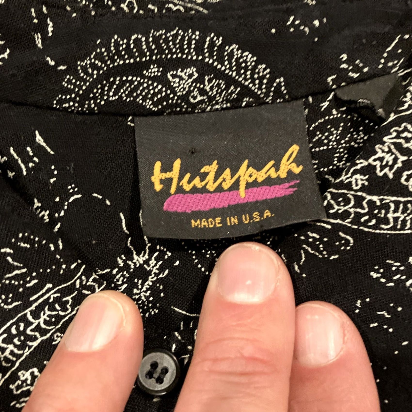 Vintage VINTAGE Hutspah Shirt Mens XL Black White Paisley Print Button Down Men Size Size US XL / EU 56 / 4 - 3 Thumbnail