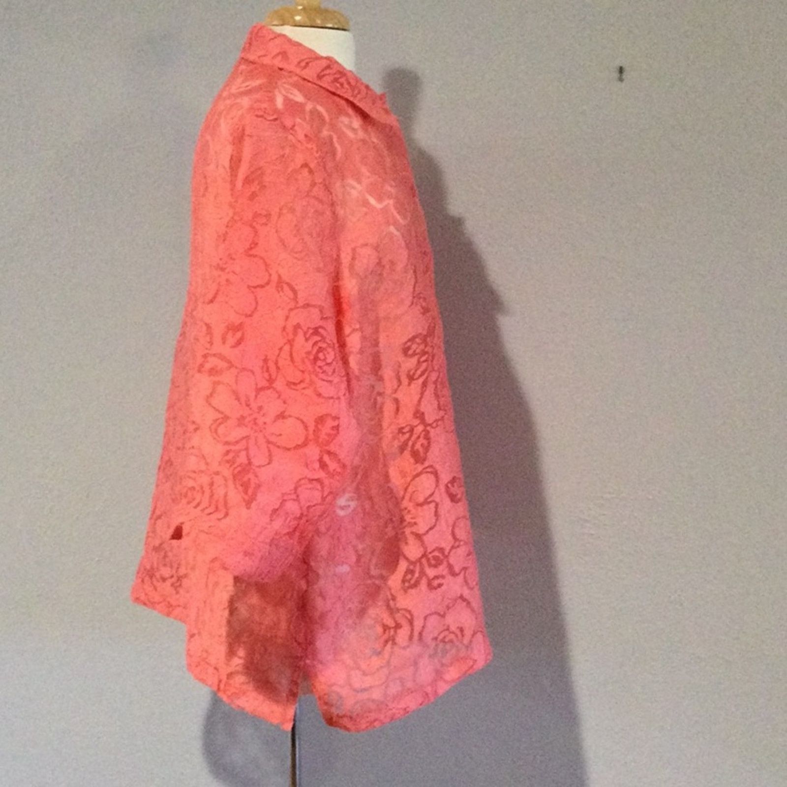 Other Allison Daley Pink Sheer Button Front 3/4 Sleeve Blouse 18 Size XXL / US 16-18 / IT 52-54 - 5 Thumbnail