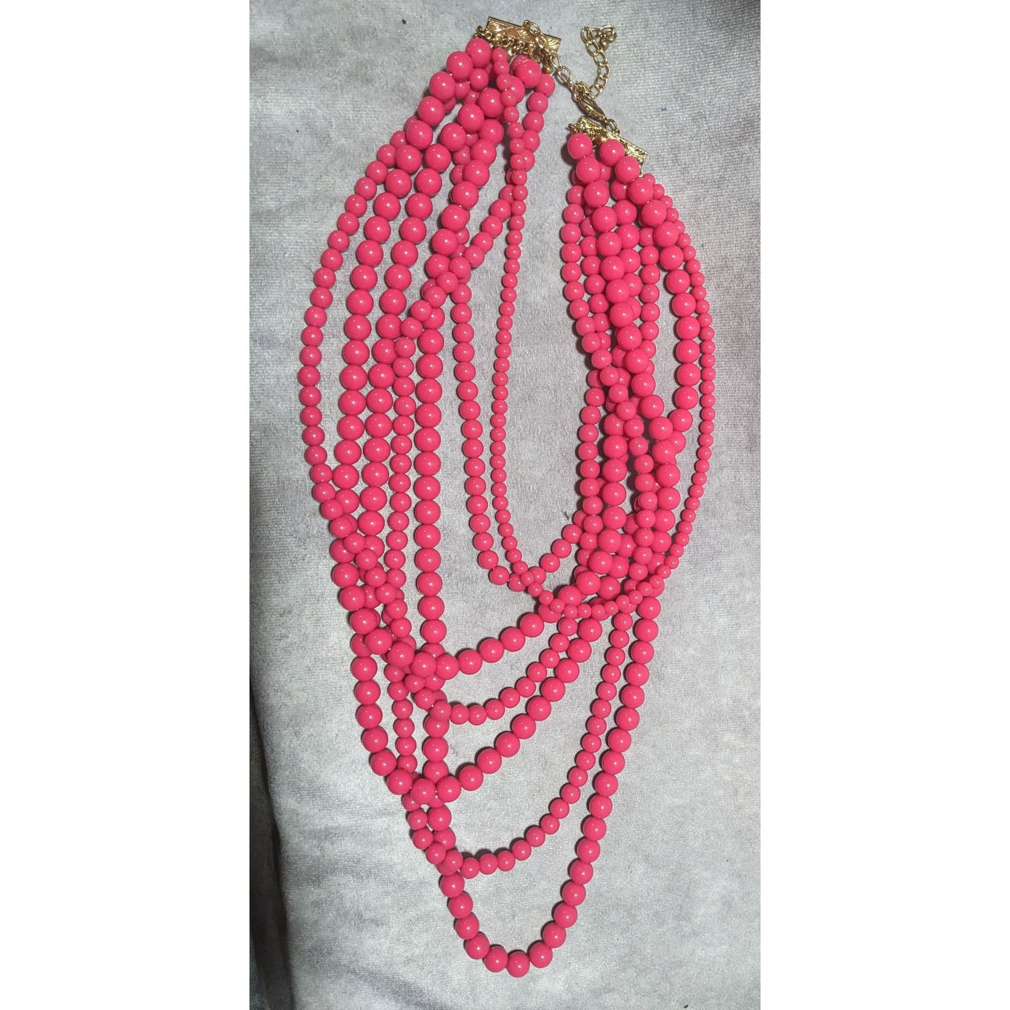 Other Multi-Strand Pink Beaded Necklace With Gold Clasp Size ONE SIZE - 6 Thumbnail