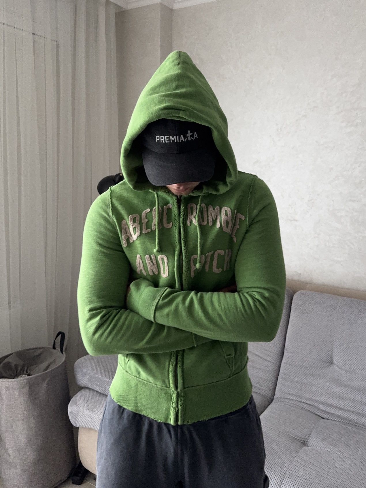 Abercrombie & Fitch Abercrombie & Fitch Y2K Distressed Green Zip Hoodie Size US M / EU 48-50 / 2 - 2 Thumbnail