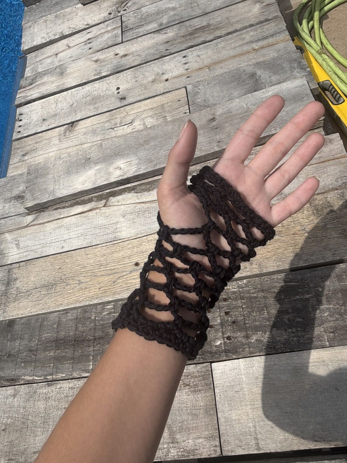 Handmade Crochet Fishnet Fingerless Gloves Size ONE SIZE - 11 Thumbnail
