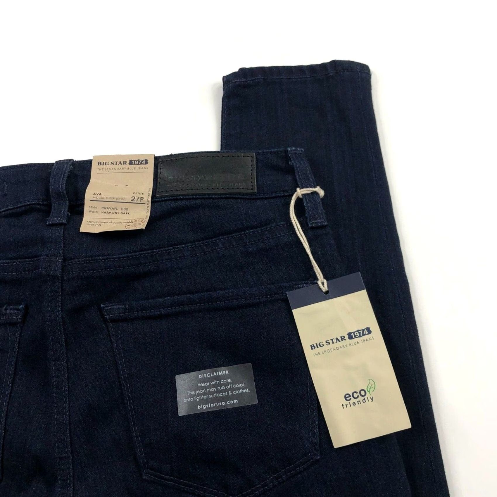 Vintage Big Star Ava Mid Rise Super Skinny 27P Jeans Women 27W 27L Blue Solid 5-Pocket Denim Fashion Jeans Size 27" / US 4 / IT 40 - 2 Thumbnail