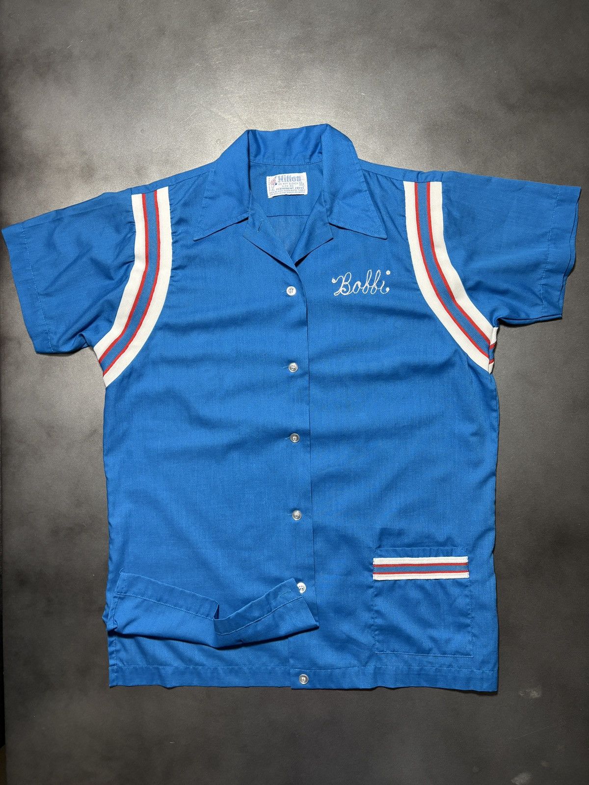 Vintage 1960s Chain Stitched Bowling Shirt Hilton USA Vintage Summer Size US S / EU 44-46 / 1 - 9 Thumbnail